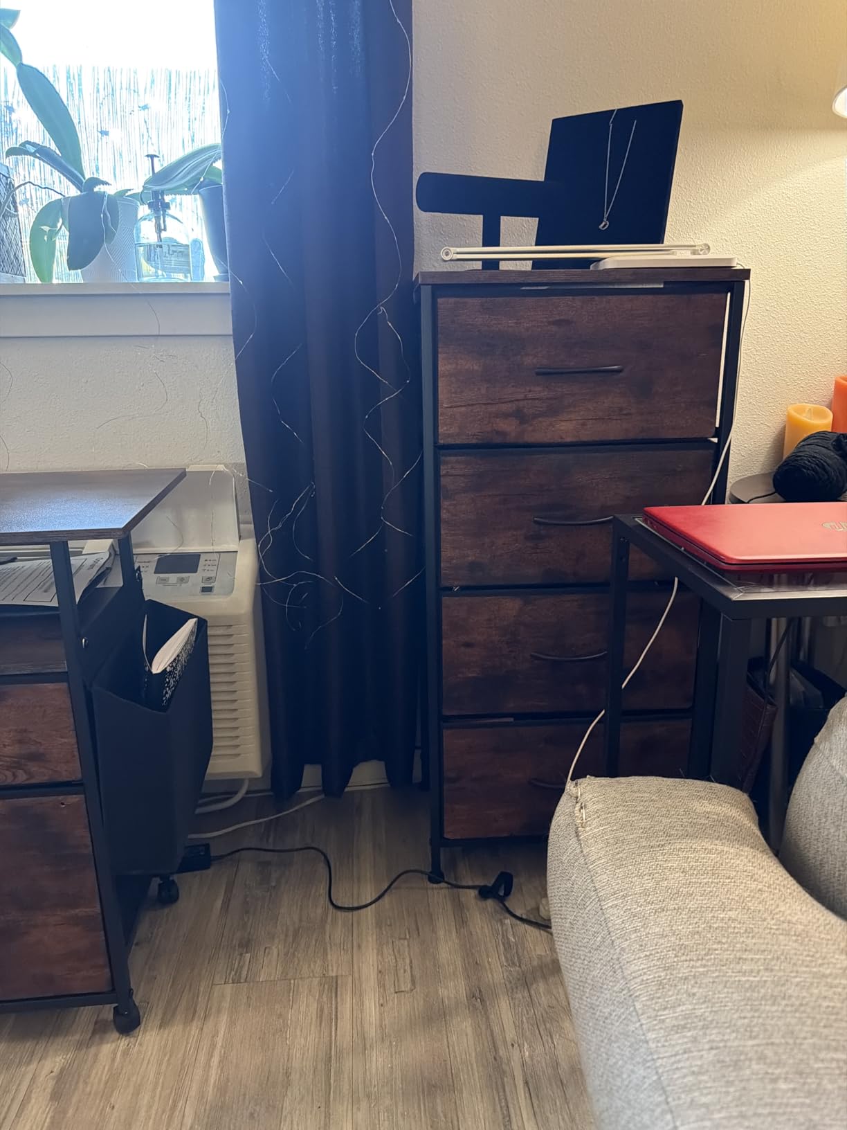 4 Drawers Dresser for Bedroom Fabric Storage Tower with Wooden Top | Steel Frame Tall Chest of Drawers for Closet, Entryway, Dorm, Brown customer photo 1