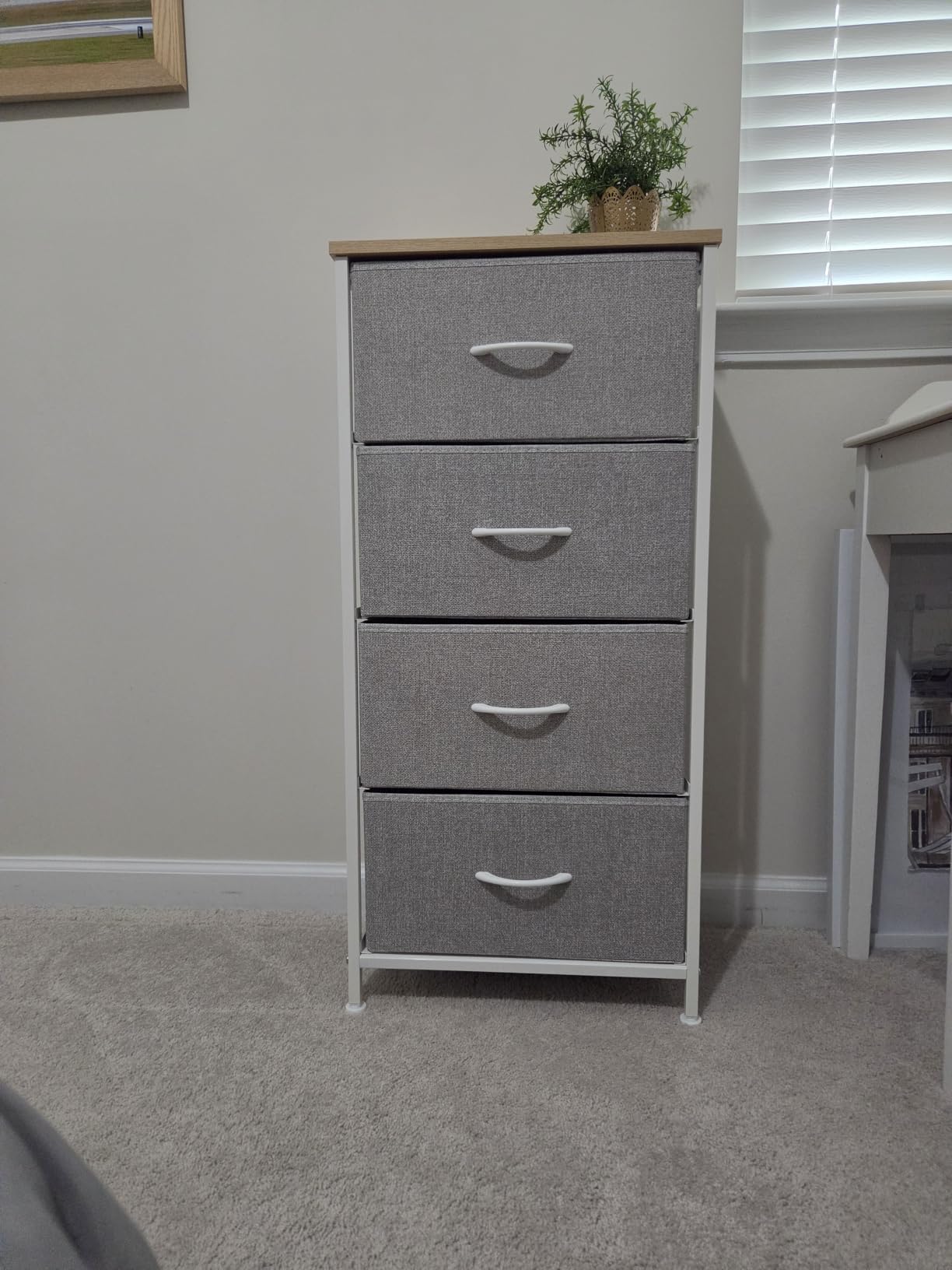 4 Drawers Dresser for Bedroom Fabric Storage Tower with Wooden Top | Steel Frame Tall Chest of Drawers for Closet, Entryway, Dorm, Brown customer photo 2