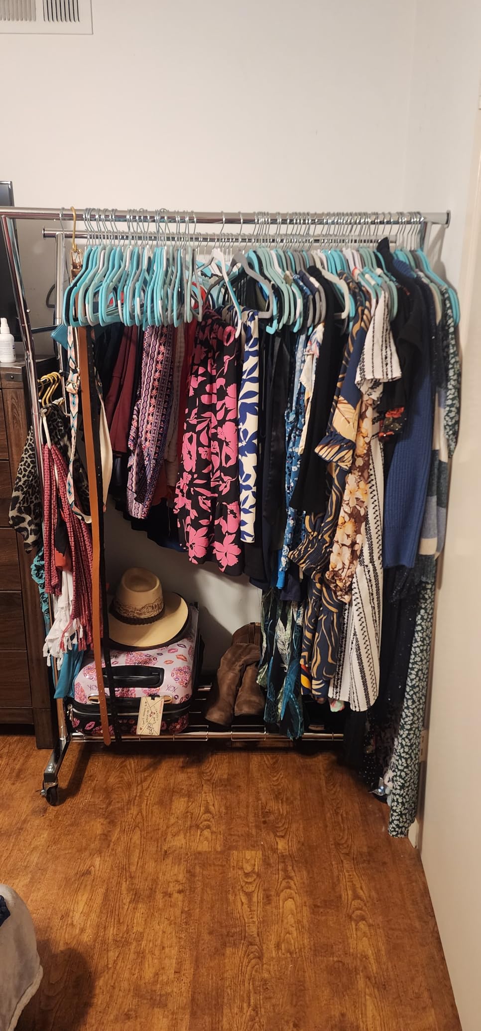 HYSEYY Heavy Duty Clothes Rack, Rolling Clothing Rack for Hanging Clothes with Shelves Load 700LBS,Portable Garment Wardrobe Closet Rack with Wheels for Bedroom,Laundry Room,Retail Store,Silver customer photo 2