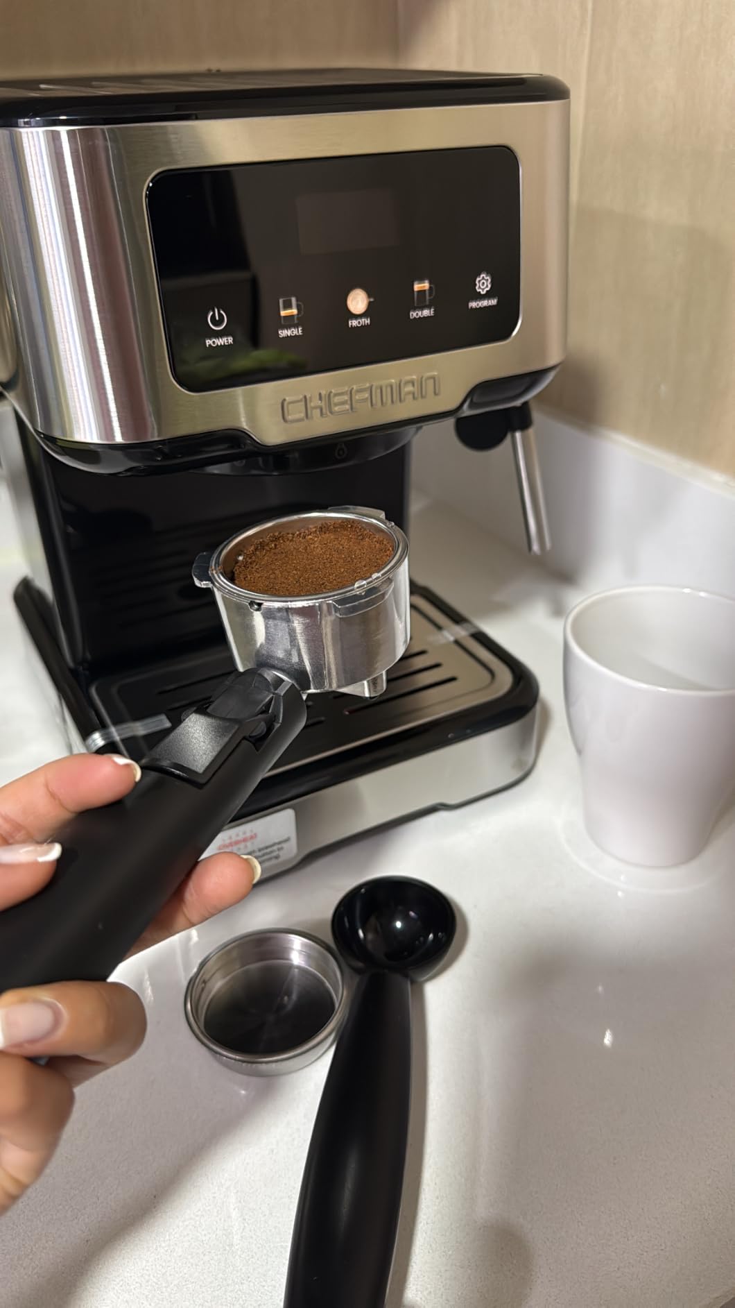 Chefman Crema Supreme 15 Bar Espresso Machine with Coffee Grinder, 30 Grind Settings customer photo 1