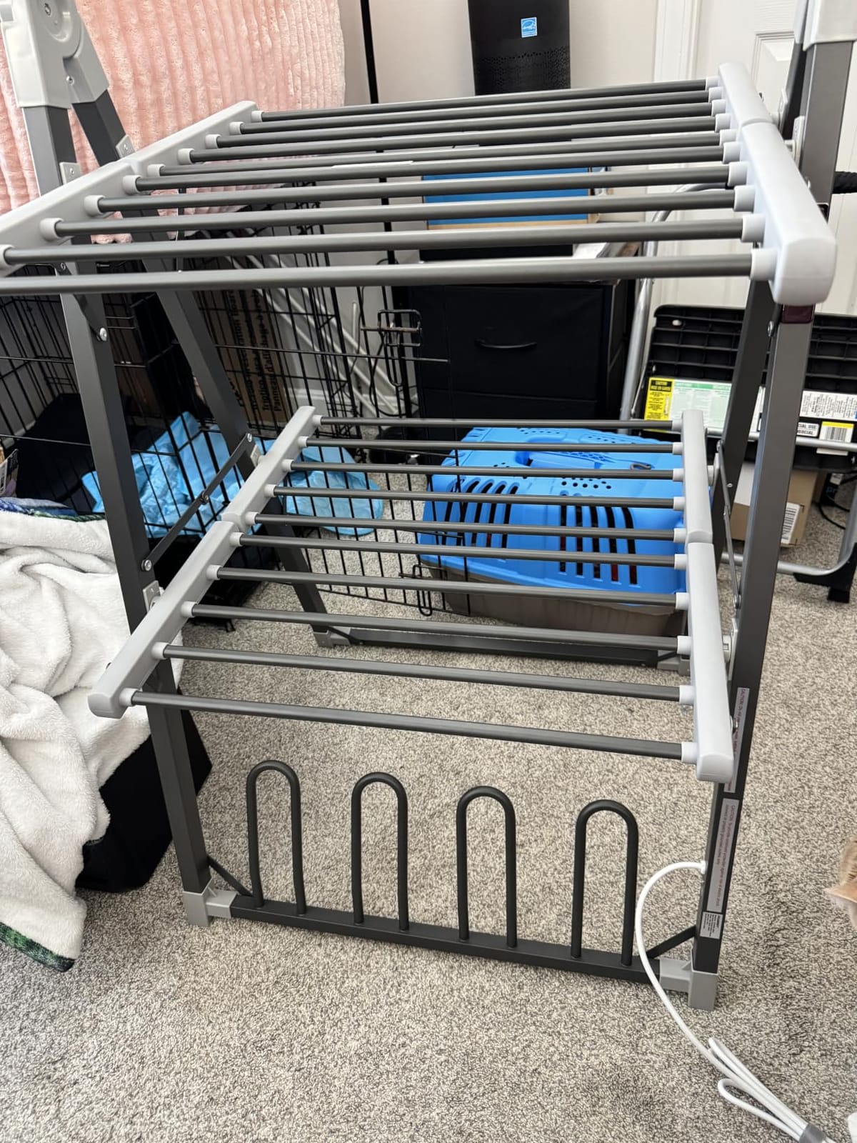 Heated Clothes Drying Rack Foldable Timer Shoes Socks, Blue customer photo 1