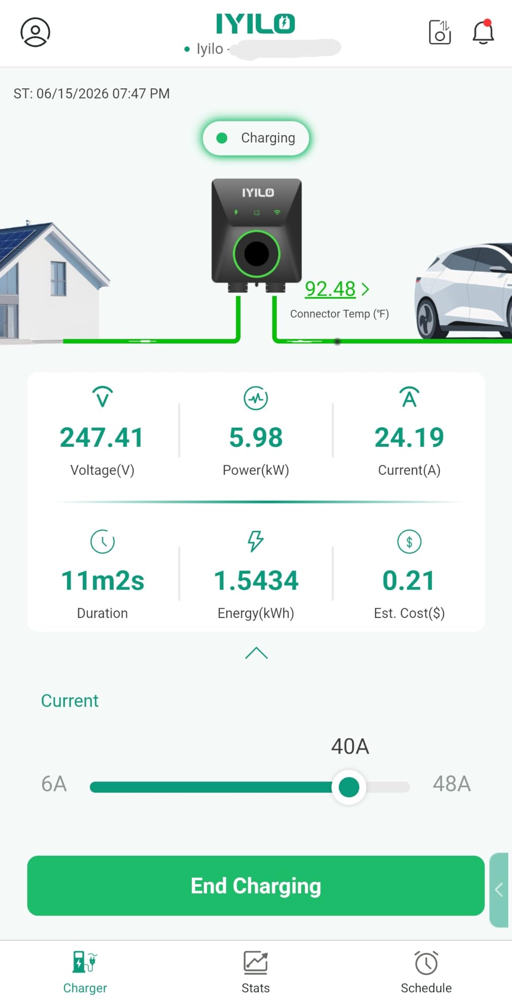 Level 2 EV Charger with Energy Meter, 48Amp/11.5KW, J1772 Wall Electric Car Charger with Dual Temp Sensors(Exclusive), Wi-Fi(2.4 GHz), RFID, Smart App, CT Clamps for Load Balancing, Black-Gray customer photo 1