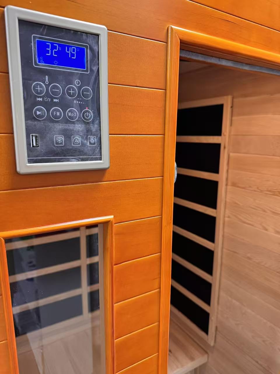 1-2 Person Infrared Sauna, Dry Heat Sauna with Red Light Therapy, Bluetooth, Radio, 7-Color Therapy Light for Home, Indoor, Gym, Wellness Center, 40