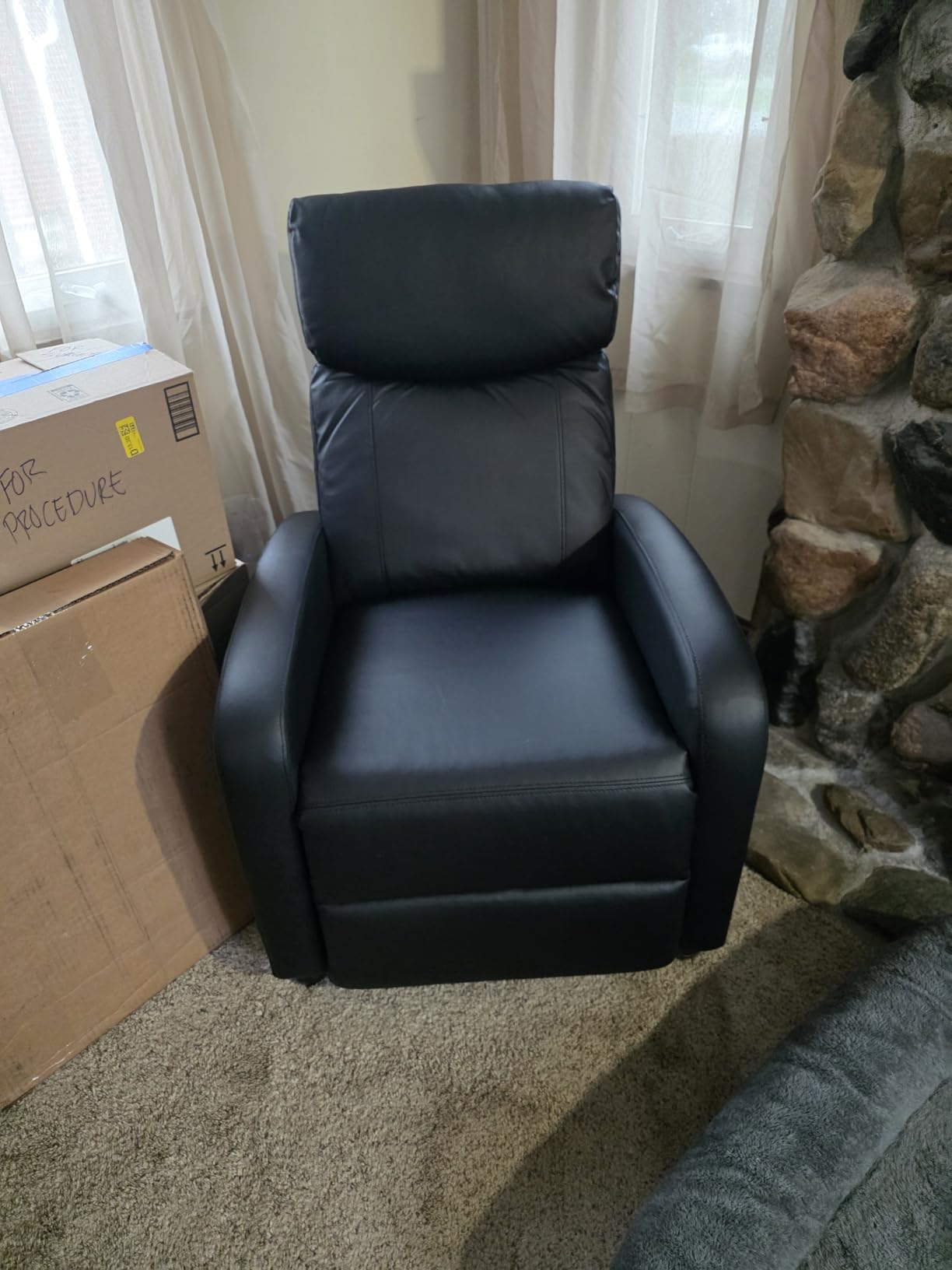 Sweetcrispy Recliner Chair PU Leather Recliner Sofa No Massage, Home Theater Seating with Lumbar Support, Adjustable Push Back Overstuffed High-Density Sponge Reclining for Living Room, Black customer photo 1