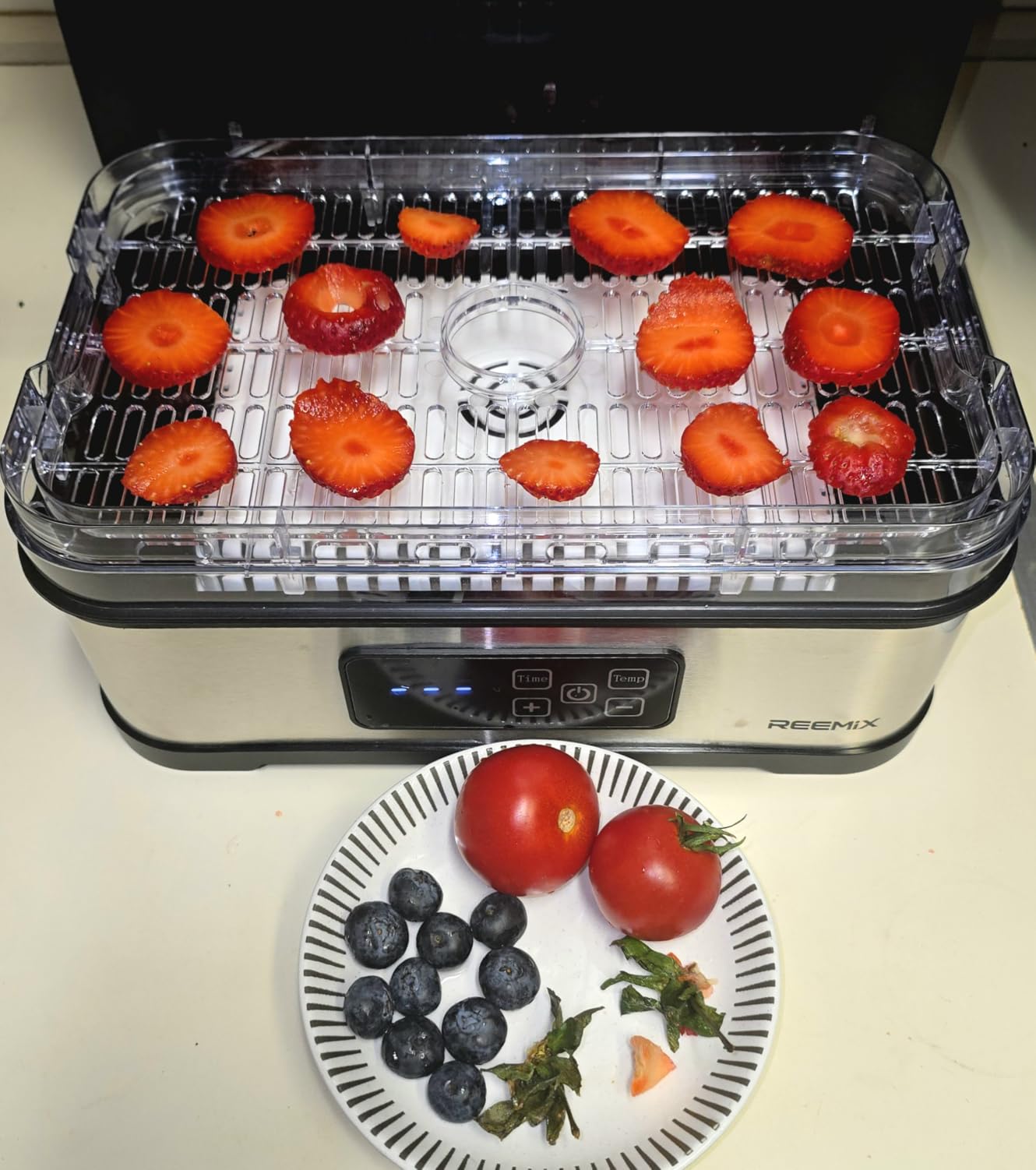Reemix 5-Tier Compact Food Dehydrator with BPA-Free Trays | Stainless Steel Base, Touch Control LCD Display for Temperature/Time Adjustment, Home Use Dryer for Fruits, Veggies & Jerky customer photo 1