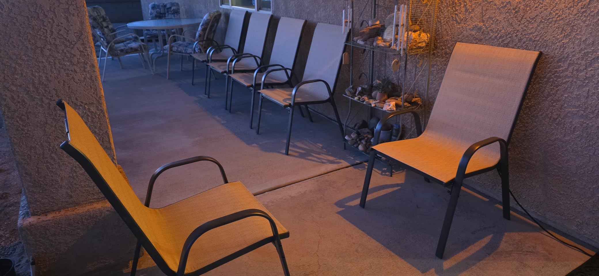 Patio Chairs Set of 4, Stackable Outdoor Dining Chairs for All Weather, Metal Modern Outside Furniture Chair for Pool Side, Garden, Backyard Deck, Dark Grey customer photo 2