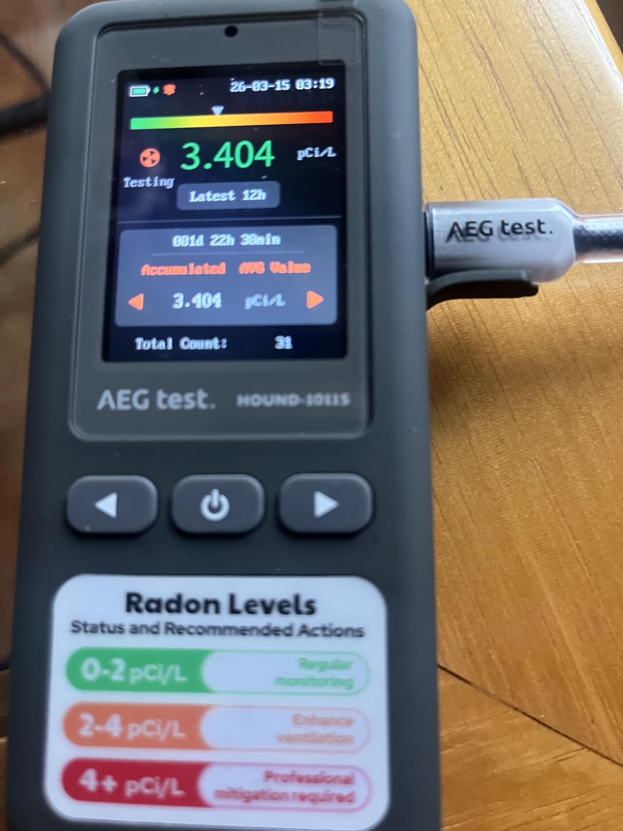 HOUND-1011S Portable Radon Detector, High-Accuracy Sensor for Home, Lightweight, Audible & Visual Alarms, Long-Term Monitoring, Easy-to-Use Radon Tester in pCi/L or Bq/m3 for Basement customer photo 1