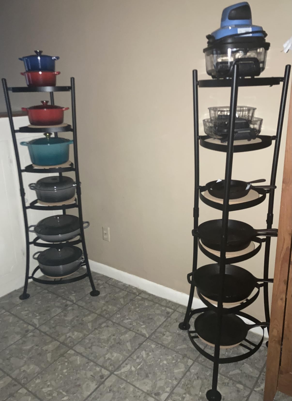 KES 264 Lbs Capacity Freestanding Pot Rack, 6-Tier Cast Iron Cookware Stand with 6 Hooks, Pots and Pans Storage Tower for Kitchen, Stable Base, Anti-tip Strap & Floor Protectors Black, KUR531S6-BK customer photo 2