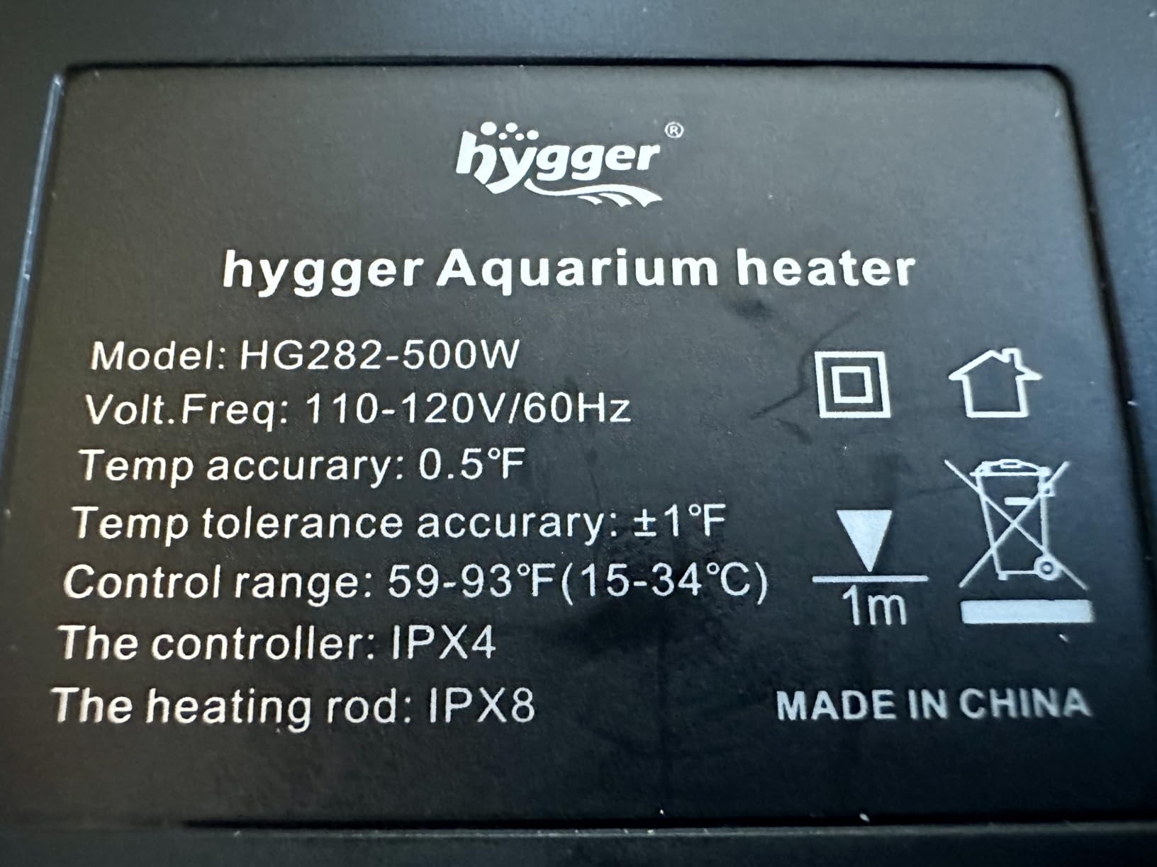 hygger 500W Aquarium Submersible Heater with Controller for 65-130 Gal Tank, Digital Control, Overheat Protection, Dry-run Protection, Alarm Alerts, Freshwater & Saltwater Fish Tanks customer photo 1