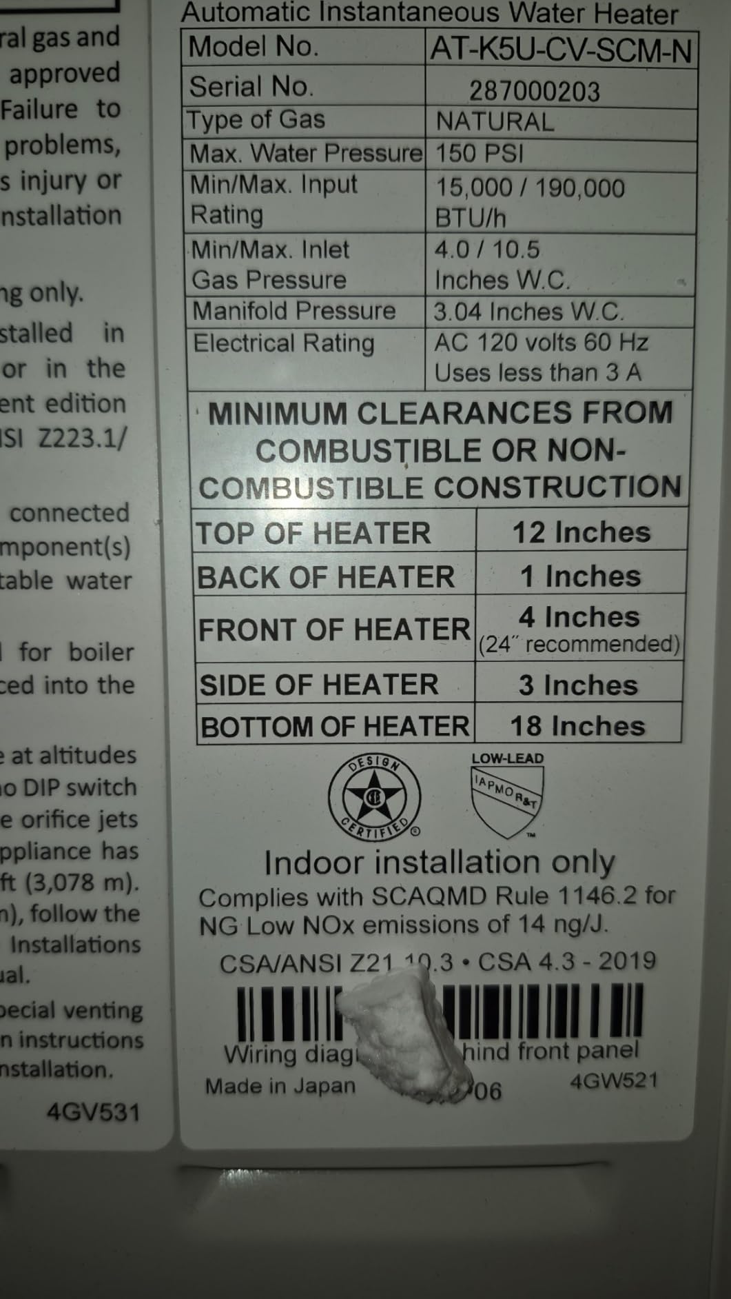 A. O. Smith Water Heater | 10 GPM, 199K BTU | NG or Propane | ATI-510CX3 customer photo 2