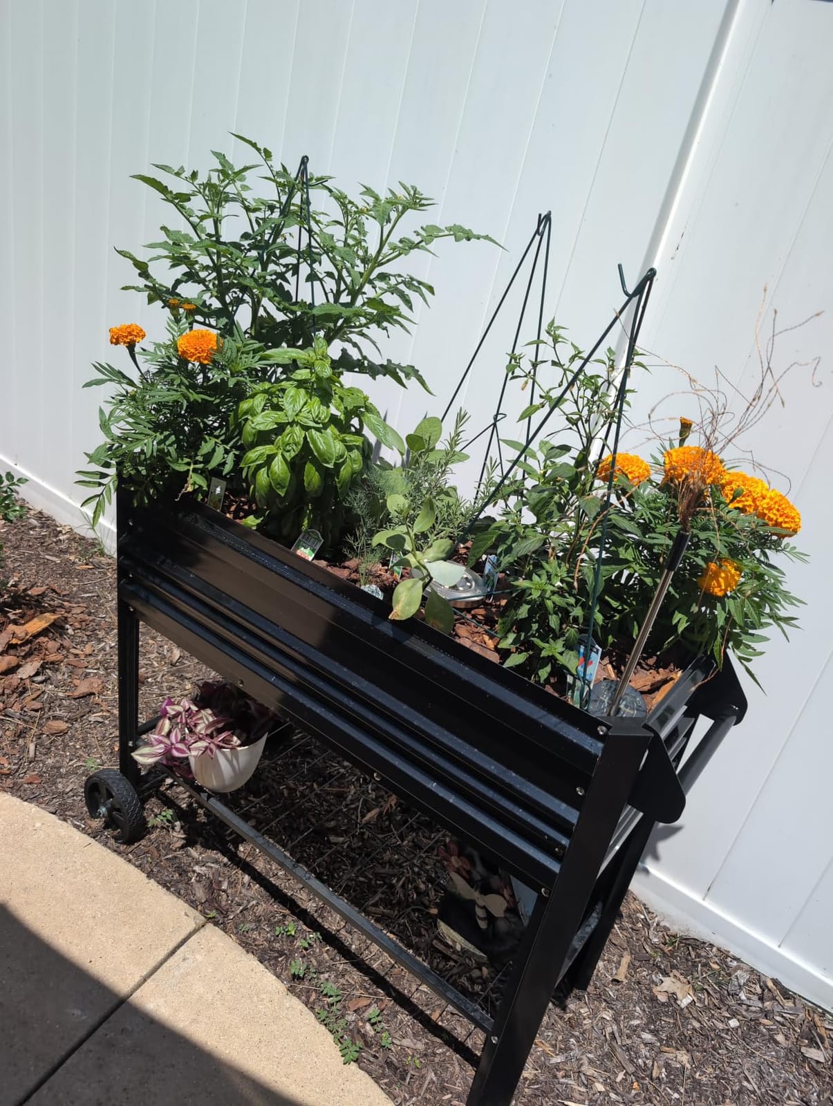 WORKPRO Galvanized Raised Garden Bed with Legs & Wheels, 37x14.6x31.6in, 400LB Capacity Elevated Planter Box for Garden, Backyard, Patio & Deck, Black customer photo 1