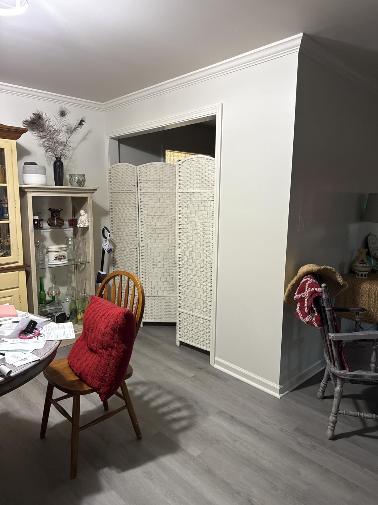 HOMCOM Room Divider, 6 Ft 6 Panel Folding Privacy Screen, Hand-Woven PP Wall Partition with Pine Wood Frame, Freestanding Room Separator for Bedroom, Home Office, No Assembly, Washed Oak customer photo 1
