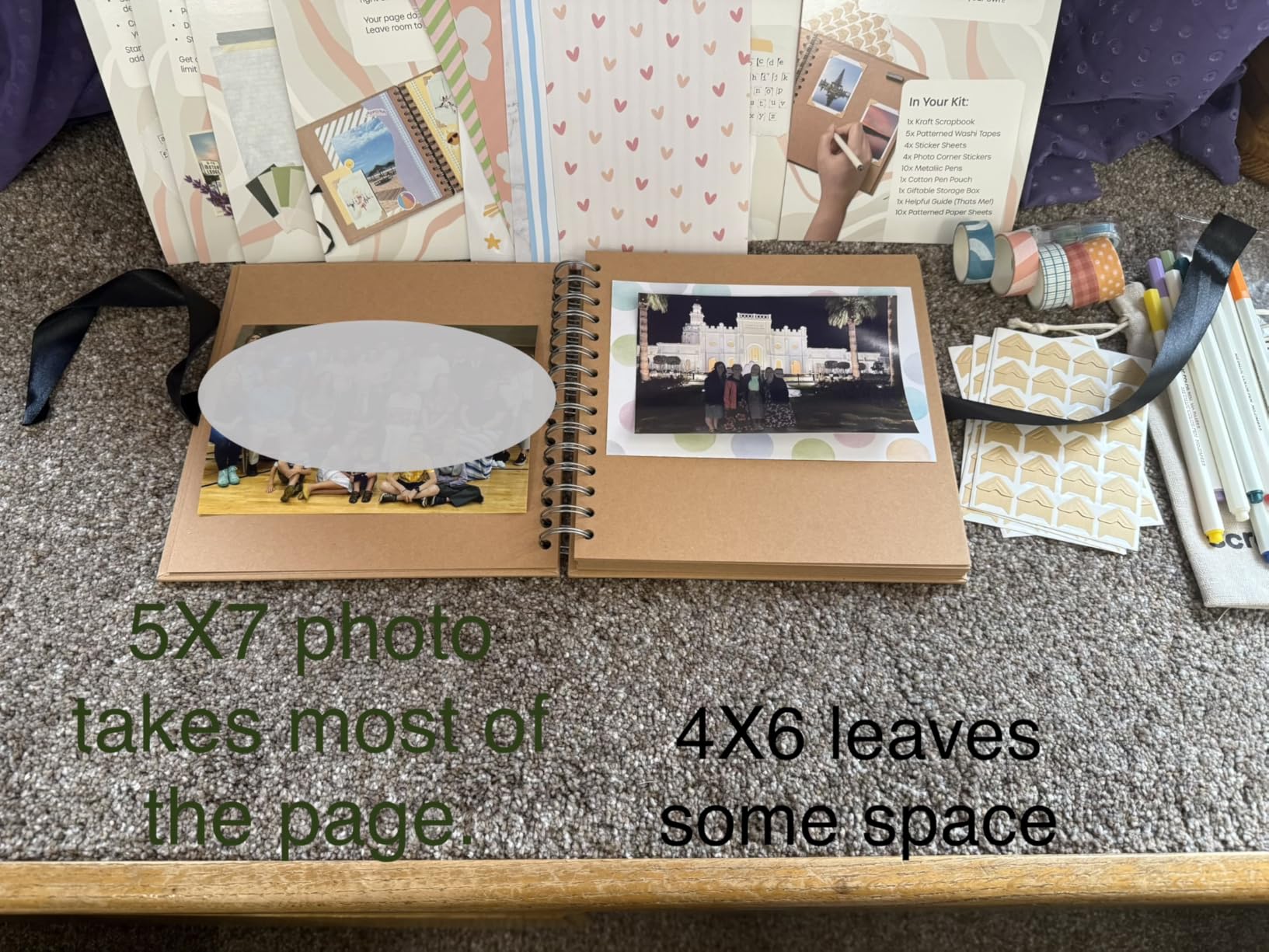 Scrapbook Kit - 80 Page Photo Album DIY Scrapbook - Holds 300+ Photos, with Metallic Pens, 150+ Stickers, Glue Pen, Washi Tapes, Backing Paper, Photo Corner Stickers (Starter Kit - 8 x 8 Inch, Kraft) customer photo 1