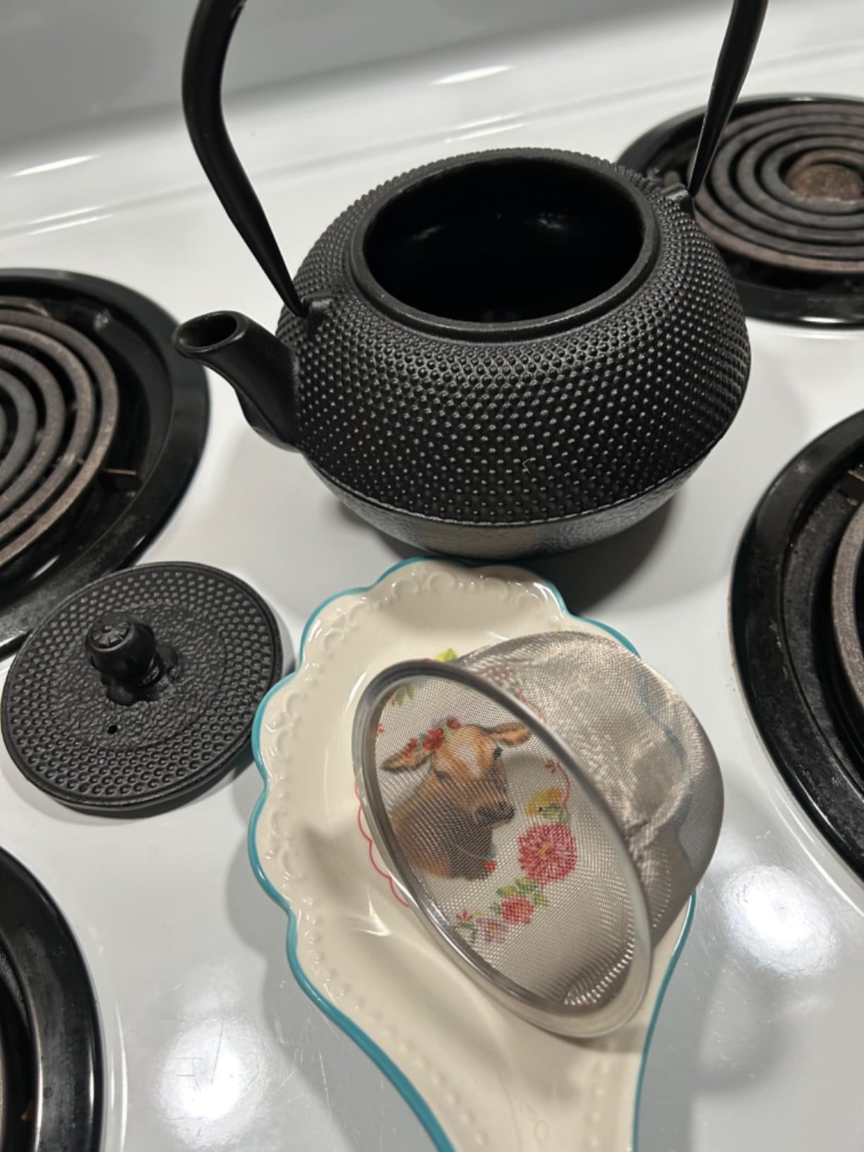 67.6oz Large Cast Iron Teapot and Cups Set, Black Enameled Tea Kettle for Stovetop, Heavy and Durable Tea Pot with Stainless Steel for Loose Tea, Chinese Tea Set for Gift, 2000ML customer photo 2