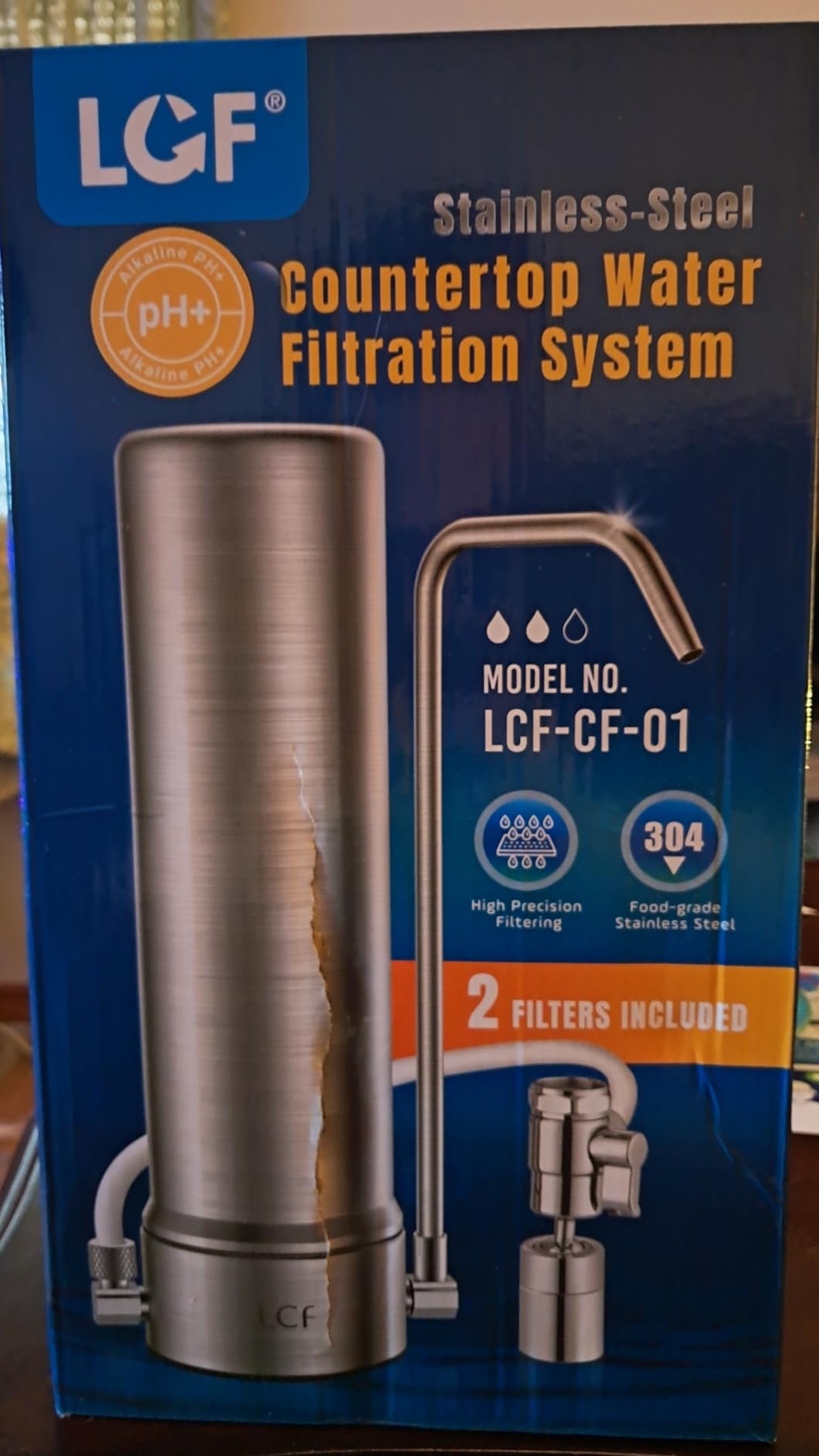 LCF Alkaline 7-Stage Stainless Steel Water Filter for Sink Faucet, 2 Filters | Silver-Ion Enhanced Countertop Water Filter, Reduces PFOA/PFOS, Lead, 99% Chlorine, Bad Taste & Odor, 16,000 Gallons, NSF42 customer photo 2