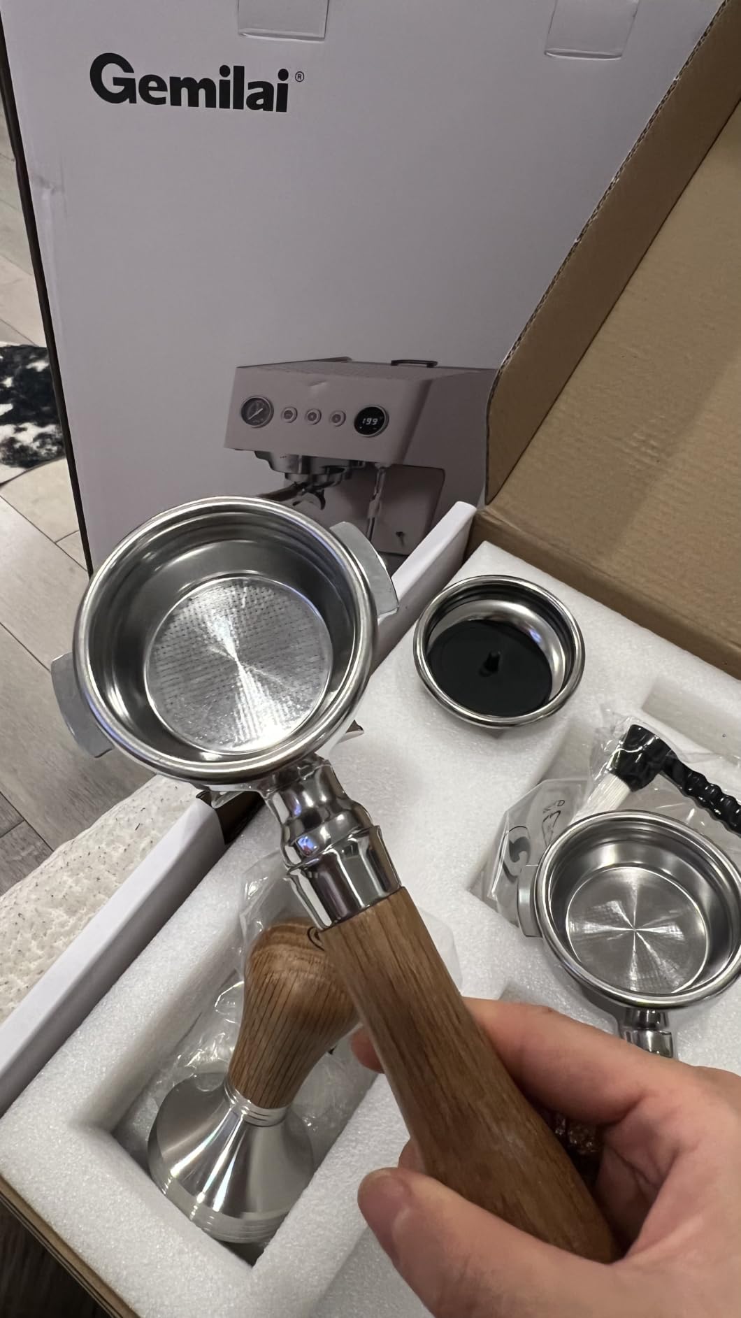 Gemilai G3028A Espresso Machine, 15 Bar Professional Coffee Maker with Adjustable Pressure & Automatic Milk Frother, Dual PID & 550ml Boiler, 57oz Tank, Stainless Steel for Cappuccino, Latte White customer photo 2