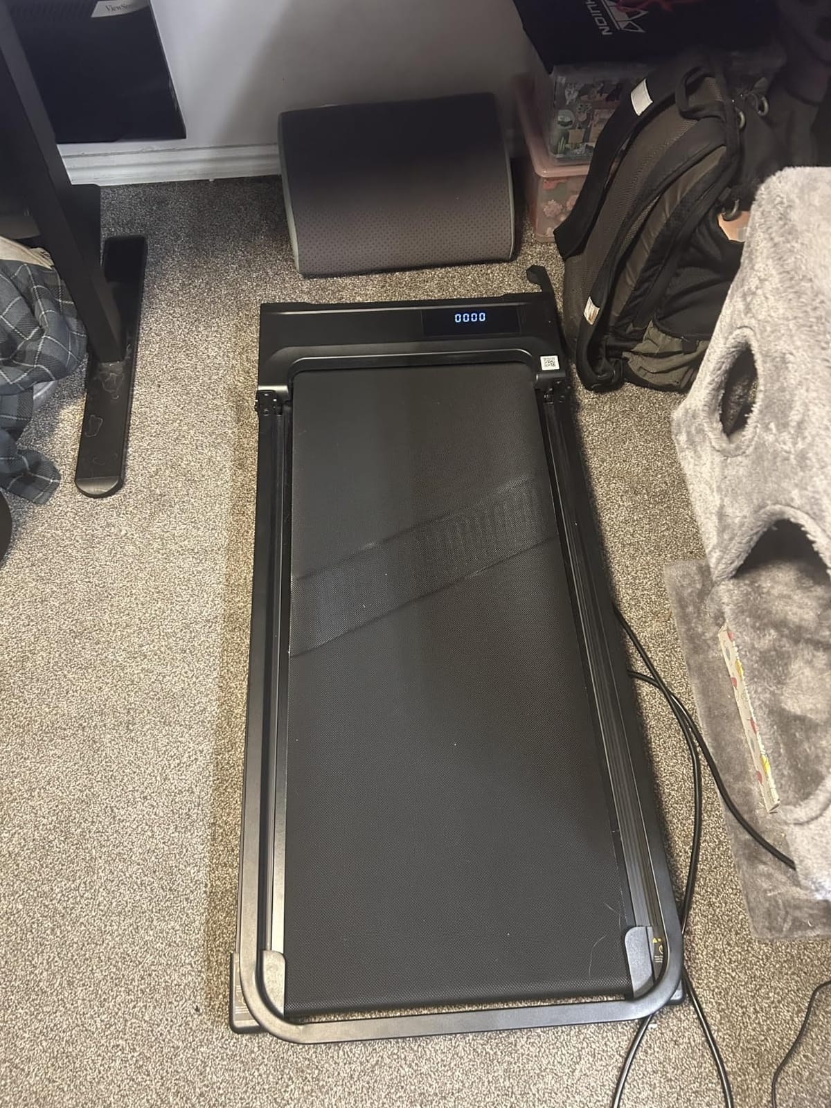 Walking Pad Treadmill for Home - Folding Treadmills with Handle Bar Portable Compact Fold up Indoor Foldable Handles Electric Walk Pads Small Spaces Mini Running Quiet Under Bed Office customer photo 2