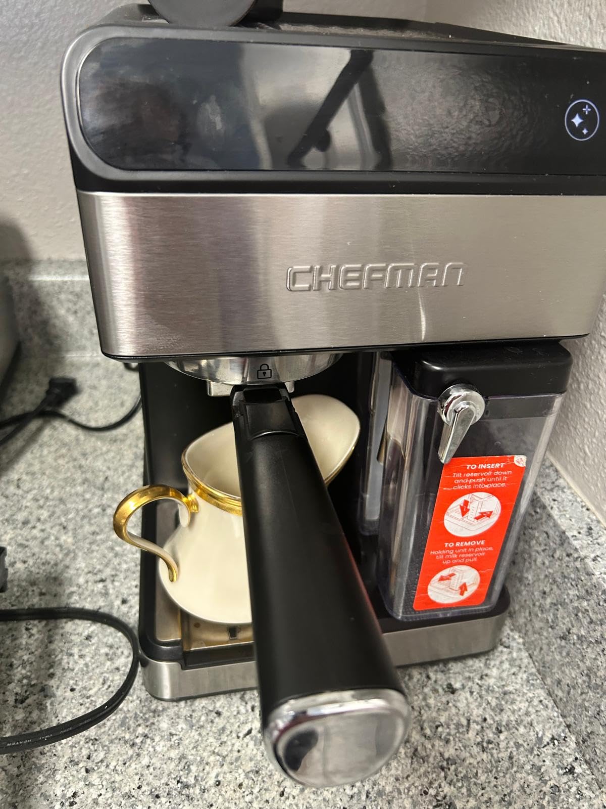 Chefman Crema Deluxe Espresso Machine with Double Boiler, Use Milk Frother and Brew Espresso Simultaneously, Professional Coffee Maker with Coffee Grinder and Steam Wand, 30 Grind Settings customer photo 2