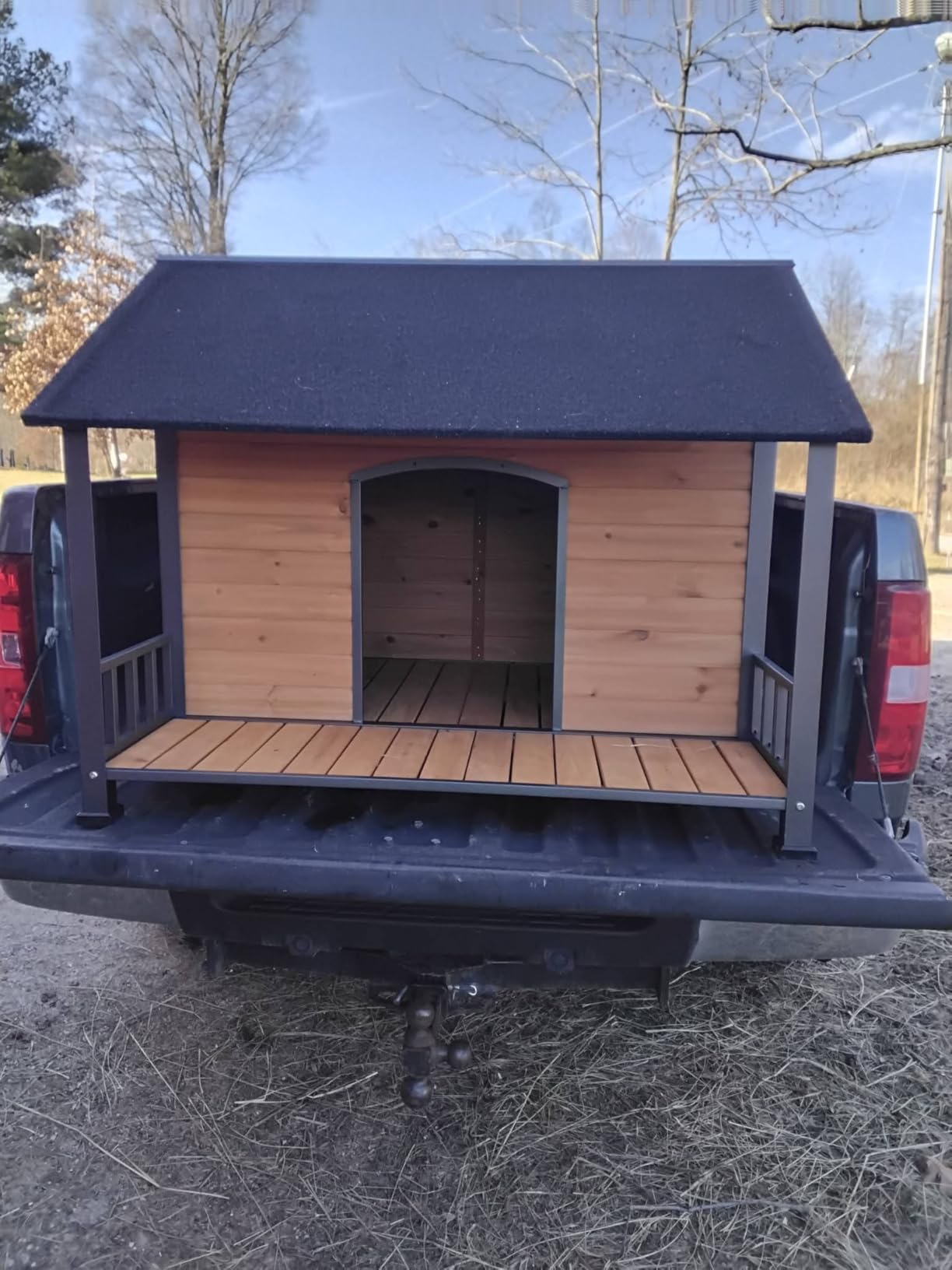 Extra Large Heated Dog House Outdoor for Large Breed Dogs, Insulated Dog Kennel Outside, Metal Frame, Weatherproof Dog Shelter with Porch and Elevated Floor, for XL Big Dog (Heating Pad) (Brown) customer photo 2