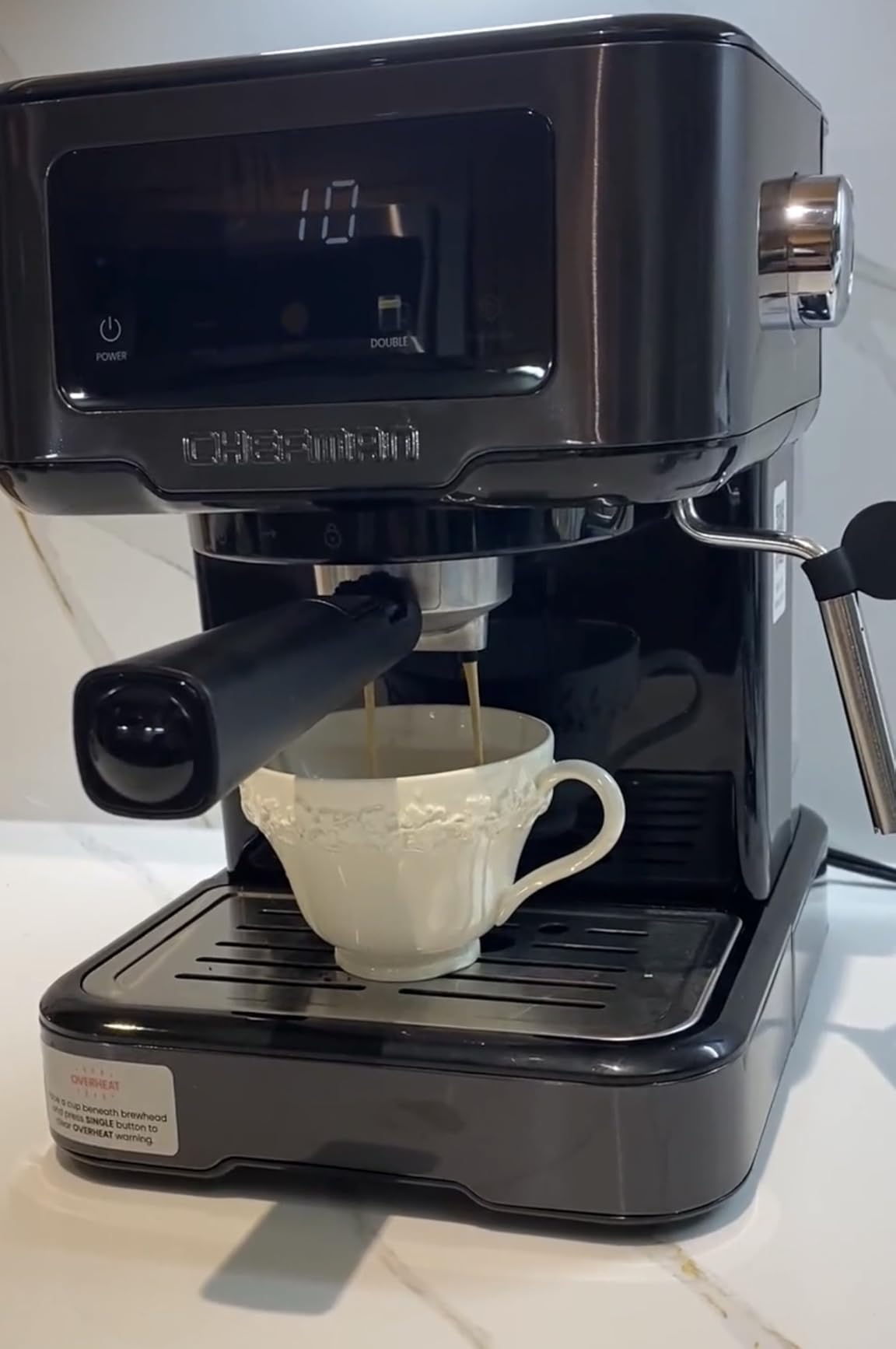 Chefman CraftBrew Espresso Machine, 15-Bar Pump Digital Espresso Maker w/Steam Wand for Latte & Cappuccino, Compact Design w/ 1.5L Removable Water Reservoir - Stainless Black customer photo 2