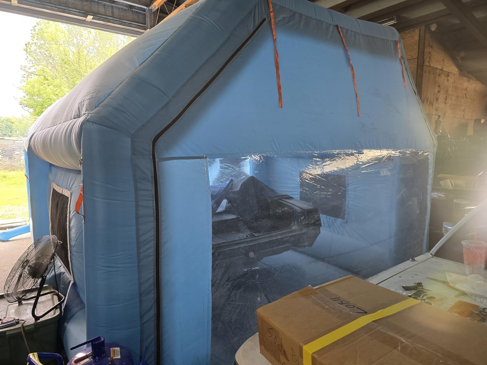 Inflatable Paint Booth, 20x12x9FT Portable Paint Booth Spray Booth Tent with Air Filter System & Blower for DIY Car Truck Motorcycle Garage Auto Part Painting Furniture customer photo 2