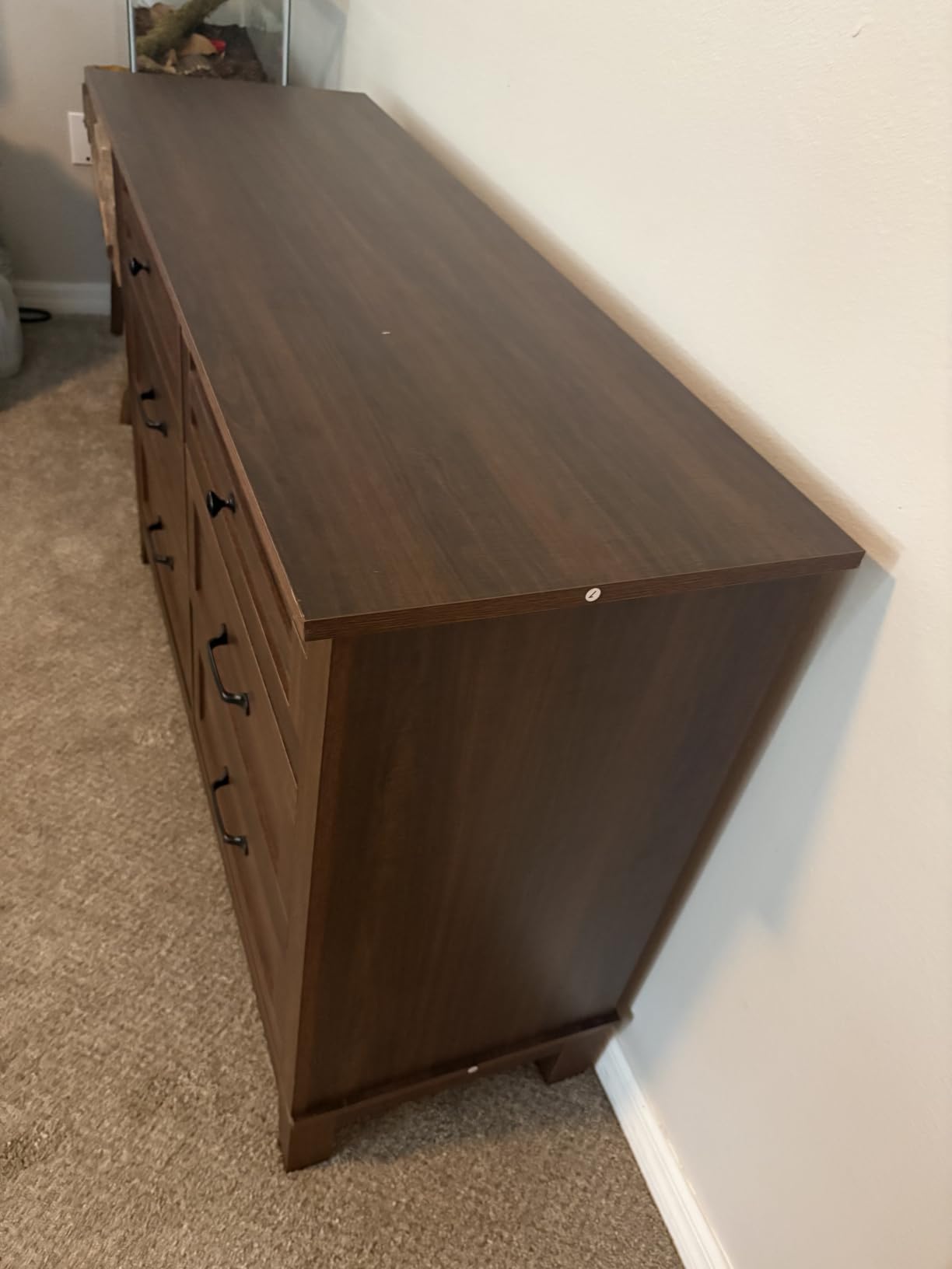 GarveeHome 5 Dresser for Bedroom, 41.3 in Tall Vertical Drawer Dresser with Large Storage, Freestanding Wooden Closet Chest for Bedroom, Living Room, Walnut customer photo 2
