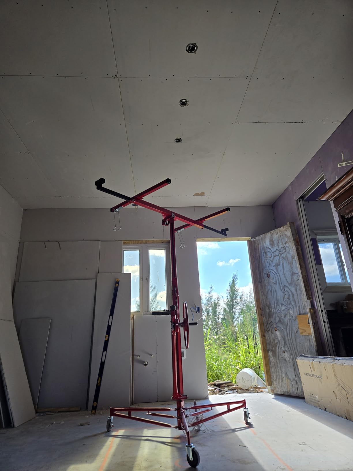 Rovibek 11FT Drywall Lift, Drywall Jack Lift for Ceiling | 360 Adjustable Drywall Panel Hoist, 150LBS Heavy Duty Drywall Lifter, Foldable Sheetrock Lift for Home Improvement (Red) customer photo 1