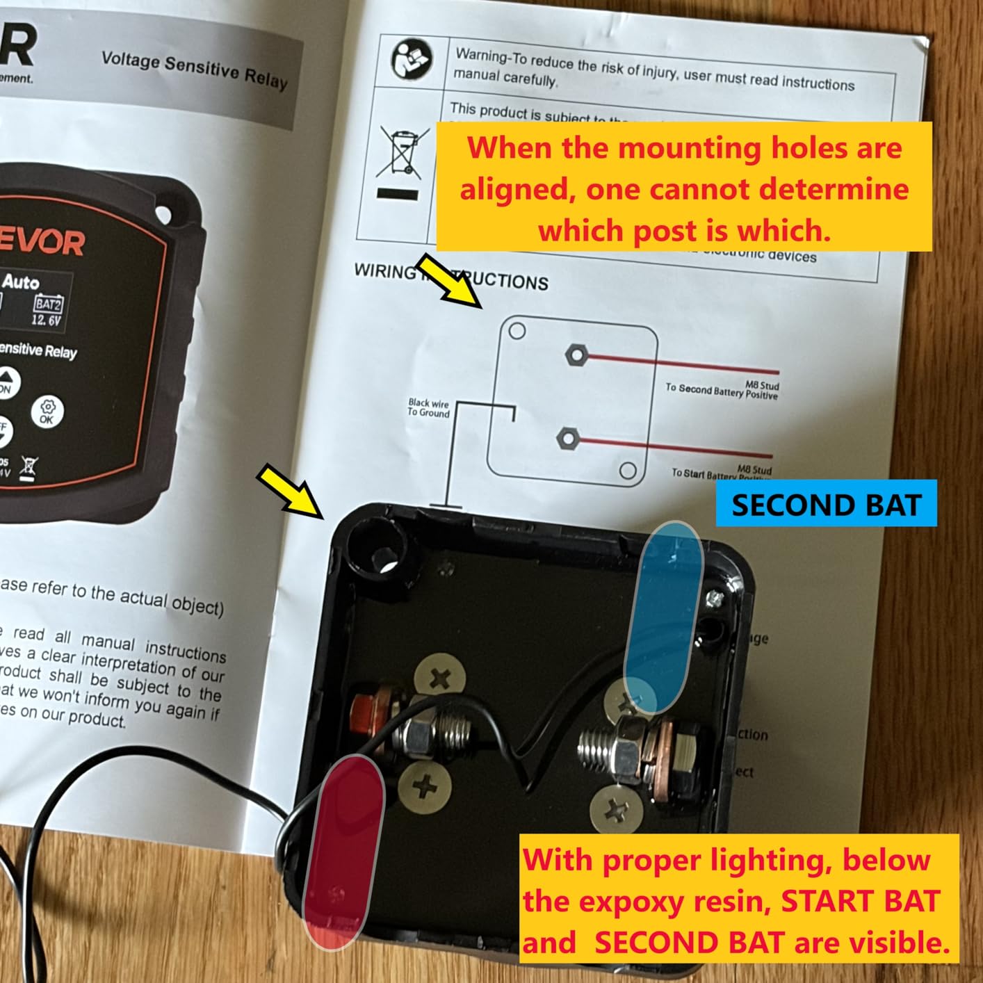 VEVOR Dual Battery Isolator Kit, 12V 300 Amp 20 ft 2AWG, Manual and Automatic VSR Voltage Sensitive Relay with Voltmeter, LCD Screen, Smart Battery Isolator, Compatible with Lithium Batteries, for UTV customer photo 2