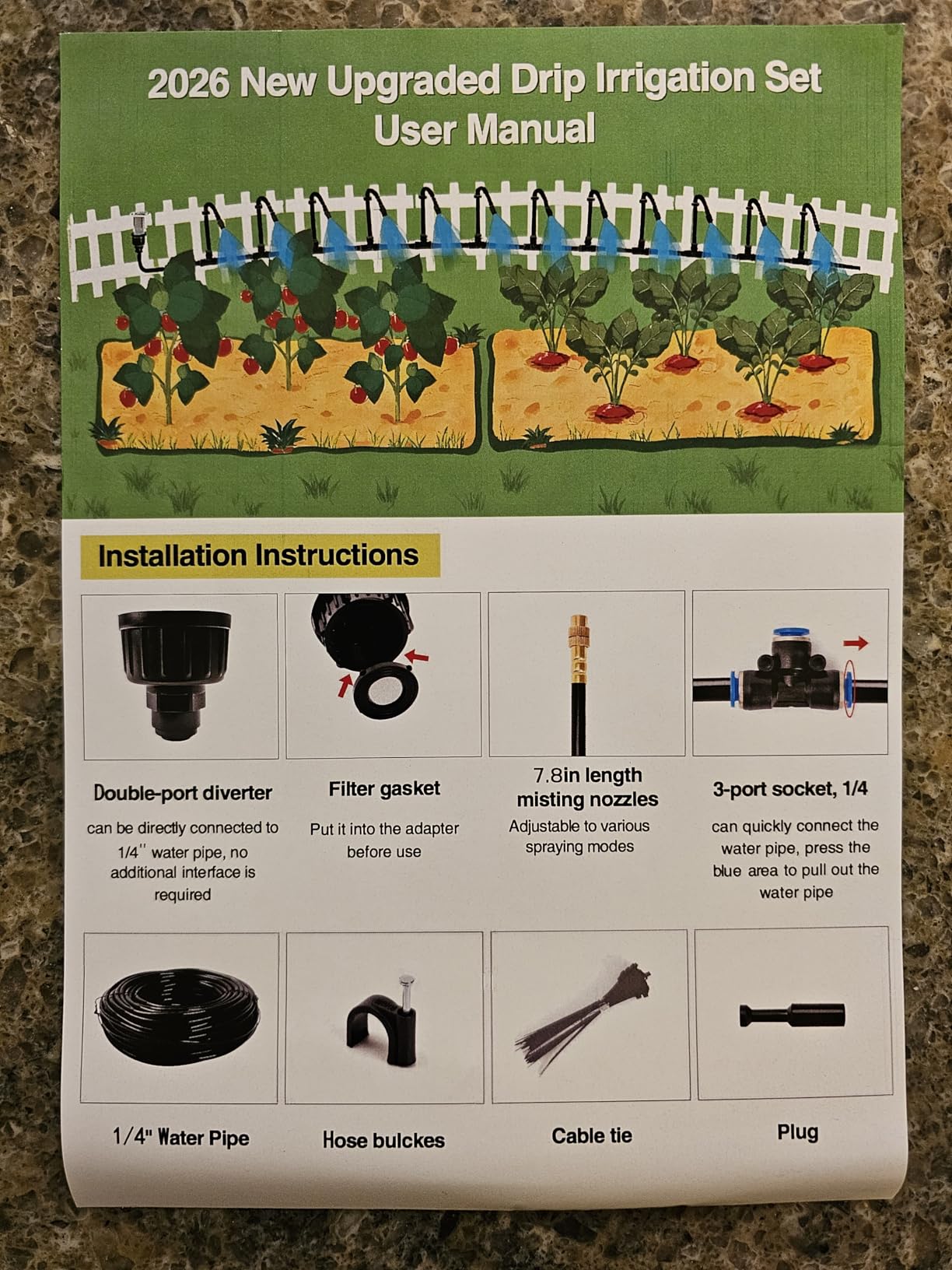 Thiswing 100FT 360° Adjustable Irrigation System for Garden | 1/4