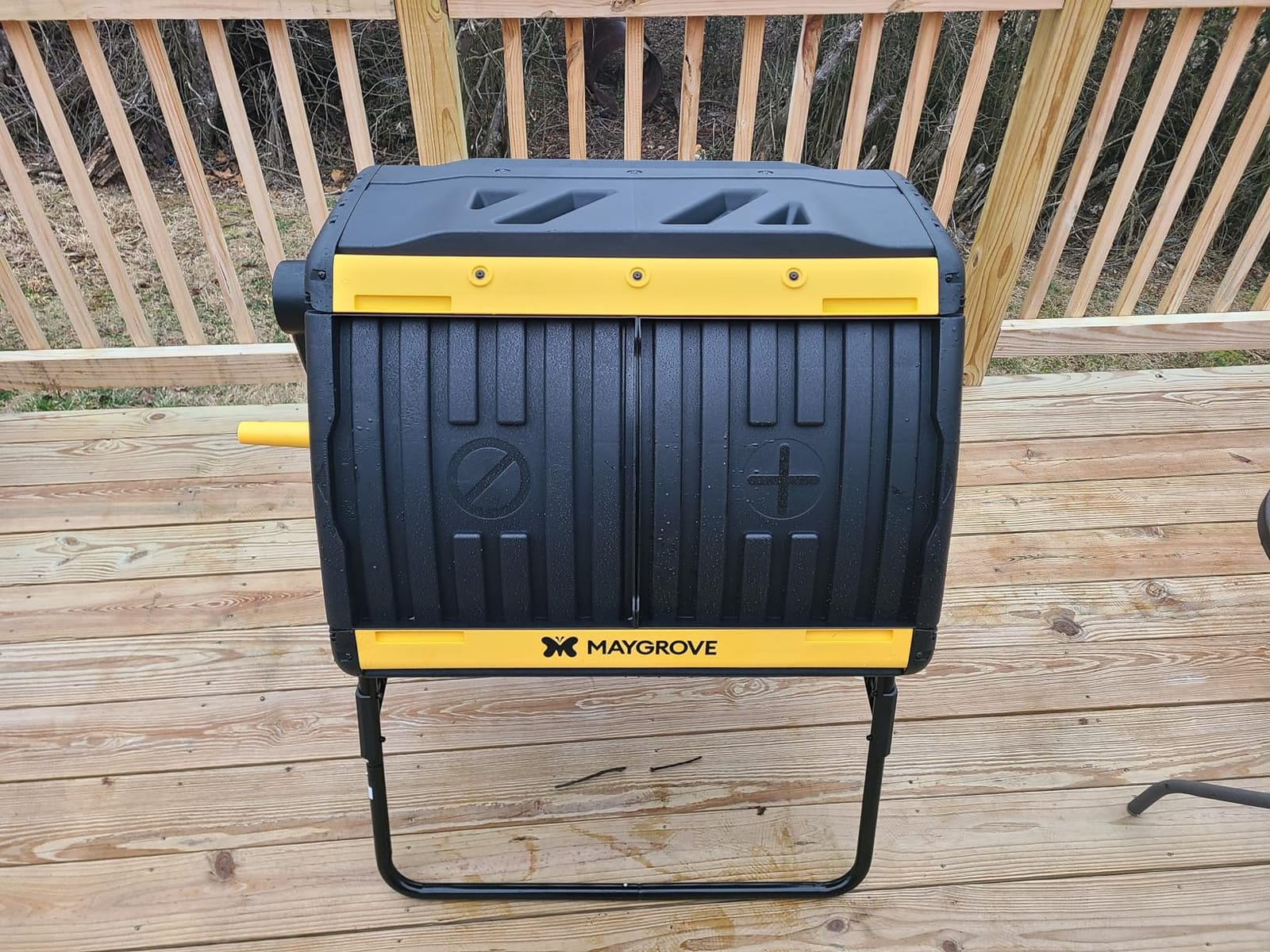 Maygrove Outdoor Compost Bin 53 Gallon, Dual Chamber Large Compost Tumbler for Garden Backyard, with 360 Rotating, Sliding Doors & Solid Steel Frame, Updated Instructions customer photo 2