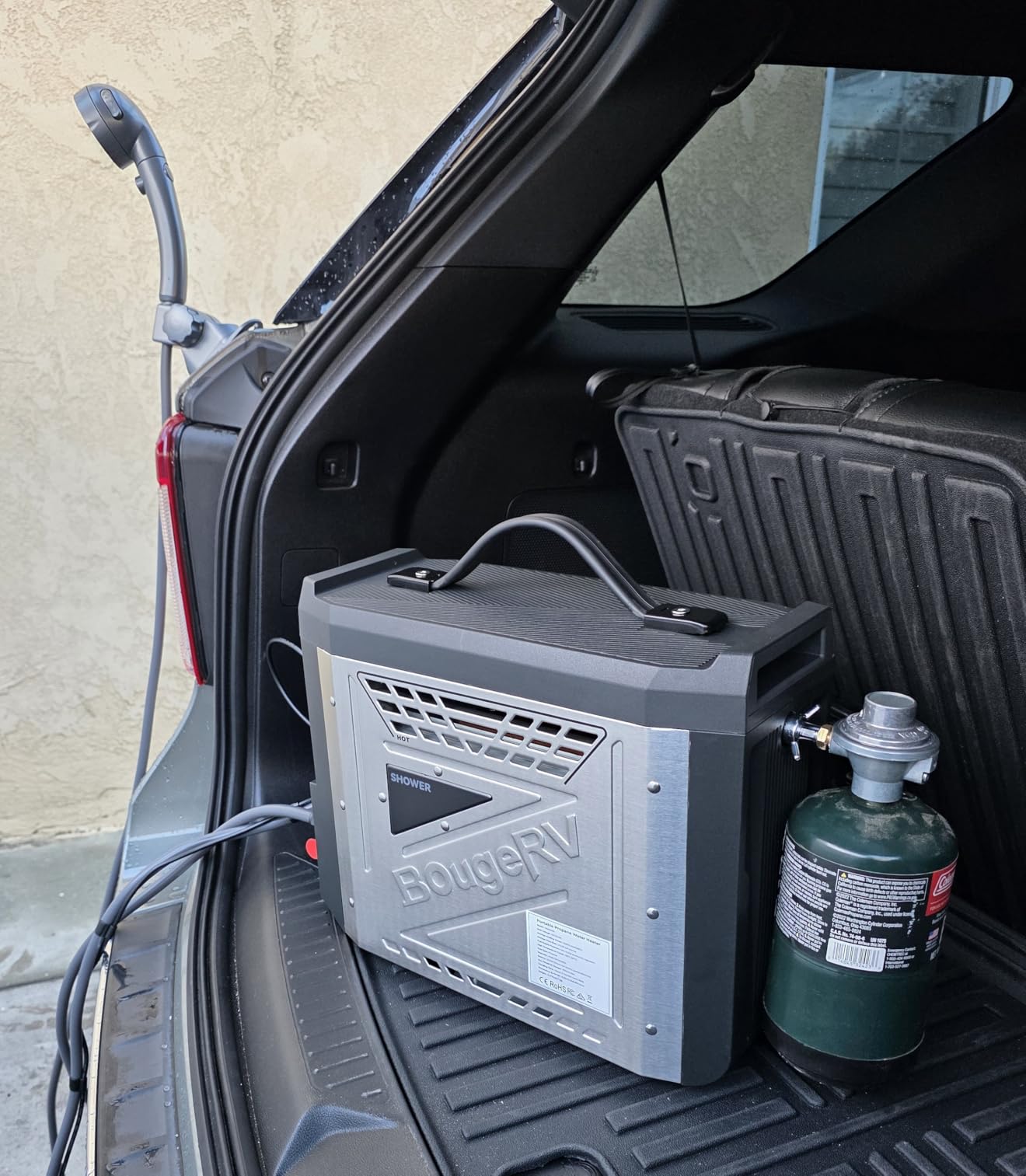 BougeRV Portable Propane Water Heater Built-in Battery Outdoor Shower, Camp | 3S Fast Heating, ±1°F Stable Temp, Up to 12 Showers, 3 Water Flow Modes, All-Metal Housing, IPX4 Water Resistant, 4000mAh customer photo 2