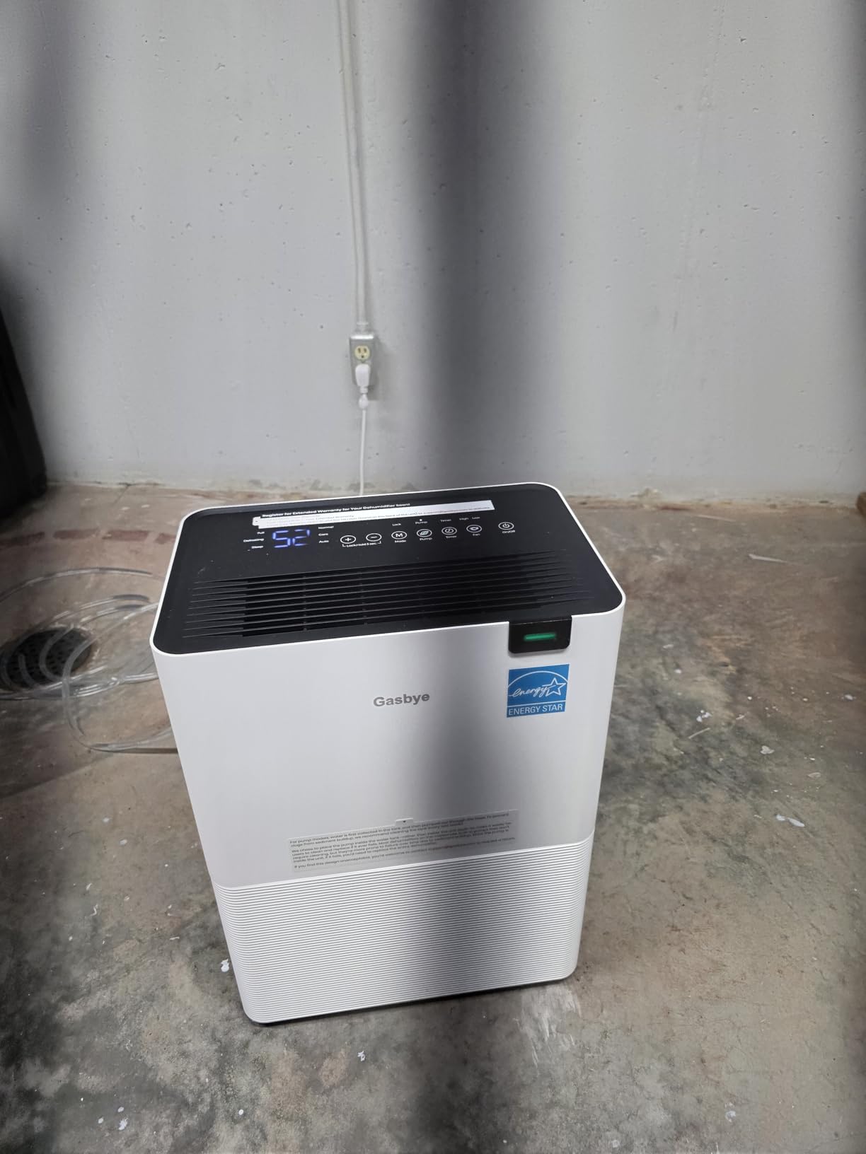 Gasbye Energy Star 2026 Dehumidifier with [Replaceable Pump] for Basement - 44dB Quiet, Easy to Clean & Clog-Free, Max 75 Pints/Day, 16.5ft Drain Hose, Auto Shut-Off, Auto Restart, White customer photo 2