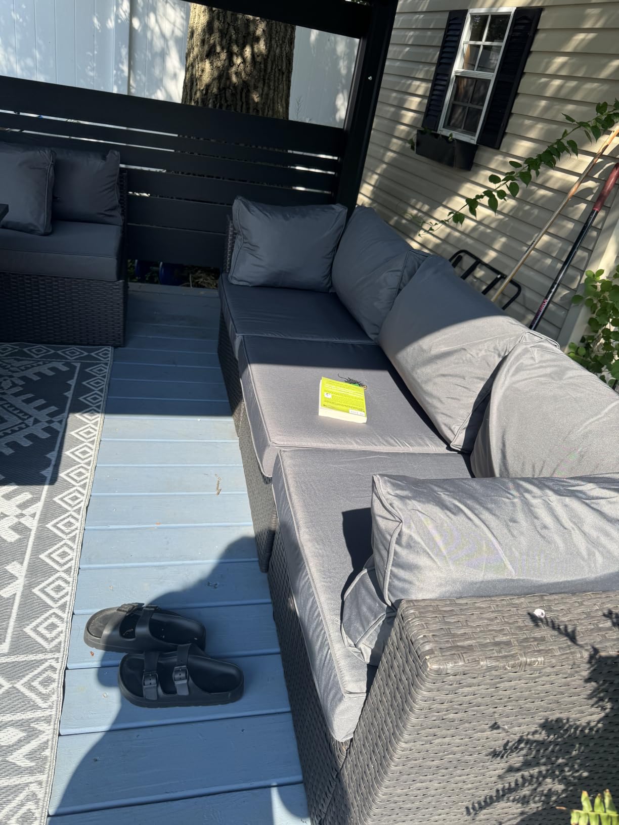 Aoxun Replacement Cushions for Outdoor Furniture, 14-Piece Outdoor Cushions for Patio Furniture, Deep Seat, Splash-Proof & Fade Resistant Couch Cushion for 6-Seat Patio Conversation Sets, Grey customer photo 2
