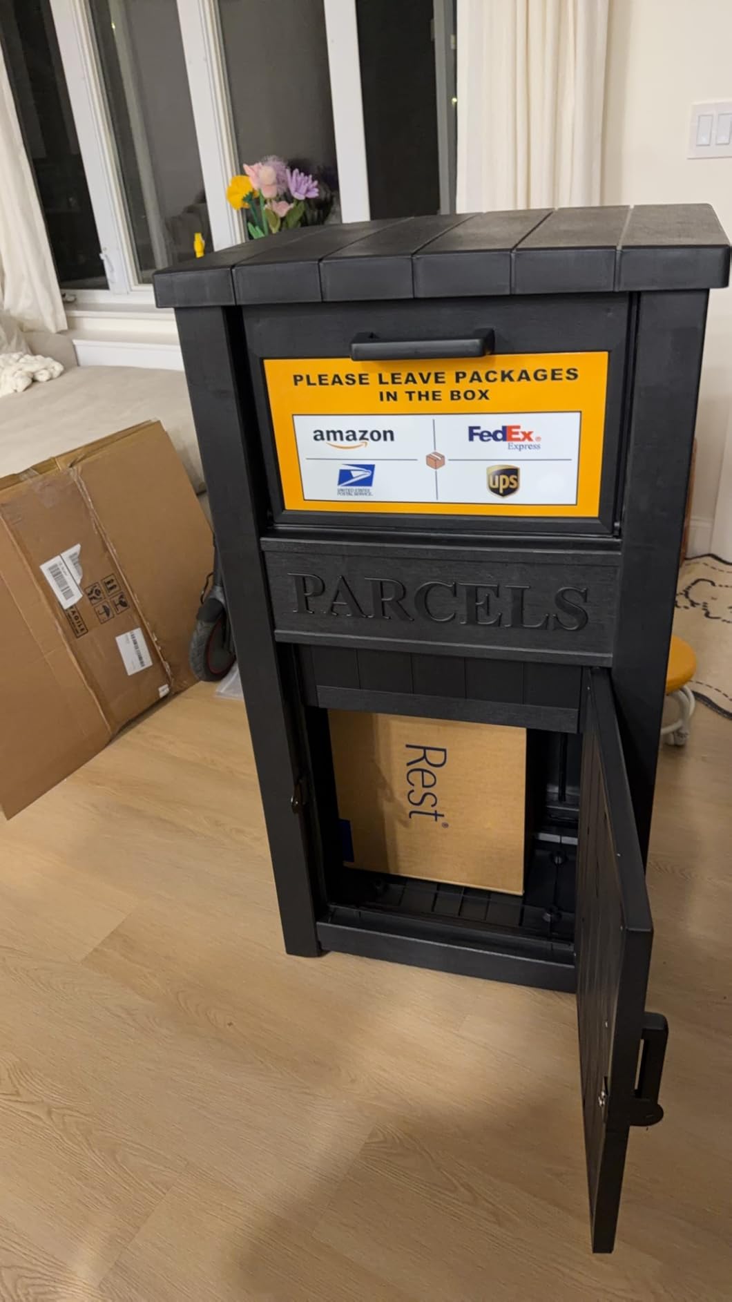 Package Delivery Box for Outside, Parcel Drop Box, Black, 60 Gallon | Large, Lockable & Weatherproof, Anti-Theft, For Porch, Curbside, House Storage customer photo 1