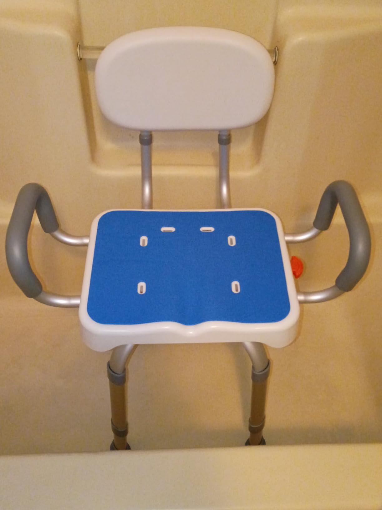 KingPavonini 360 Swivel Shower Chair for Inside Shower, 550 LB Heavy Duty | Stable Flat Tube Frame, Shower Chair for Elderly and Disabled, 360 Swivel with 90 Lock, M-Shaped Anti-Slip Seat, Tool-Free customer photo 1