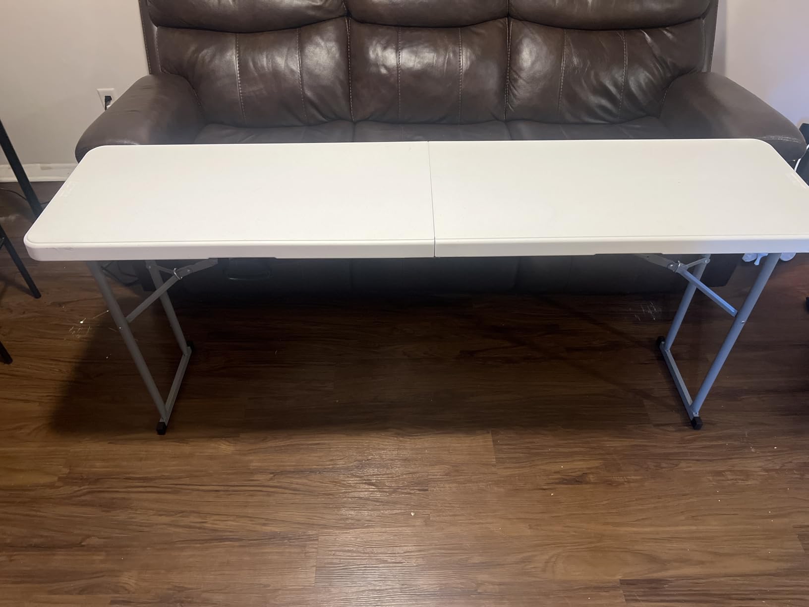 Folding Table 6FT Narrow Portable Plastic Heavy Duty Table, White | Space-Saving Foldable Design, Fold-in-Half, HDPE Tabletop, Carrying Handle, Indoor Outdoor for Training, Buffet, Party customer photo 1