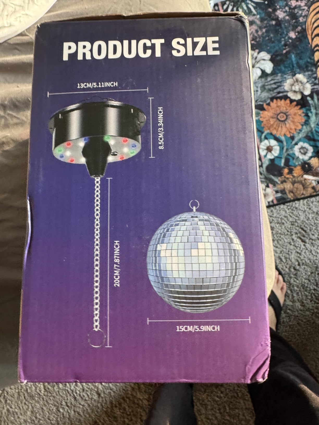 Disco Ball with Motor and Light - 10 RPM Rotating Motor 6 Inch Mirror Ball | 18 LED Beads 4 Color Lights, Remote Control, 16ft Detachable Power, for Party Decor, Nightclub, Bars customer photo 1