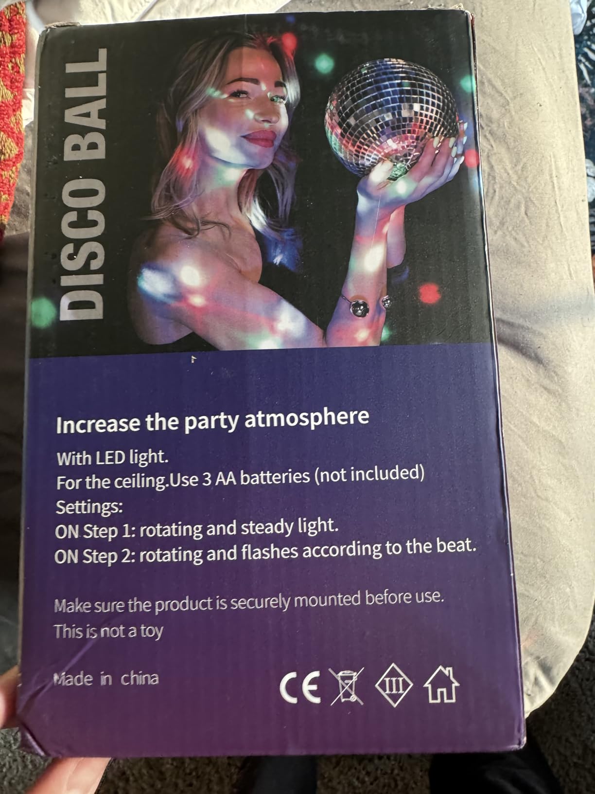 Disco Ball with Motor and Light - 10 RPM Rotating Motor 6 Inch Mirror Ball | 18 LED Beads 4 Color Lights, Remote Control, 16ft Detachable Power, for Party Decor, Nightclub, Bars customer photo 2
