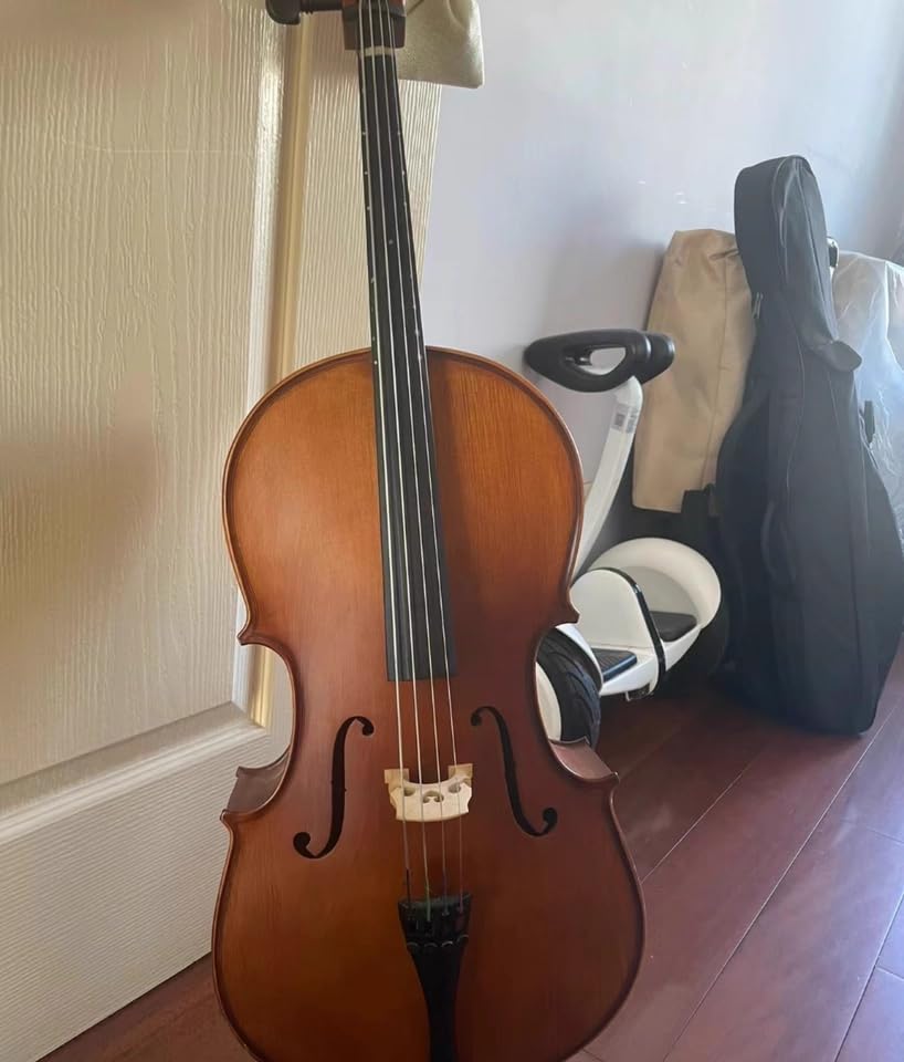 Full Size Cello Kit, Acoustic Cello Instrument for Adults, Beginners, Students, Complete Cello 4/4 Set with Portable Bag, Bow, Rosin (Black) customer photo 2