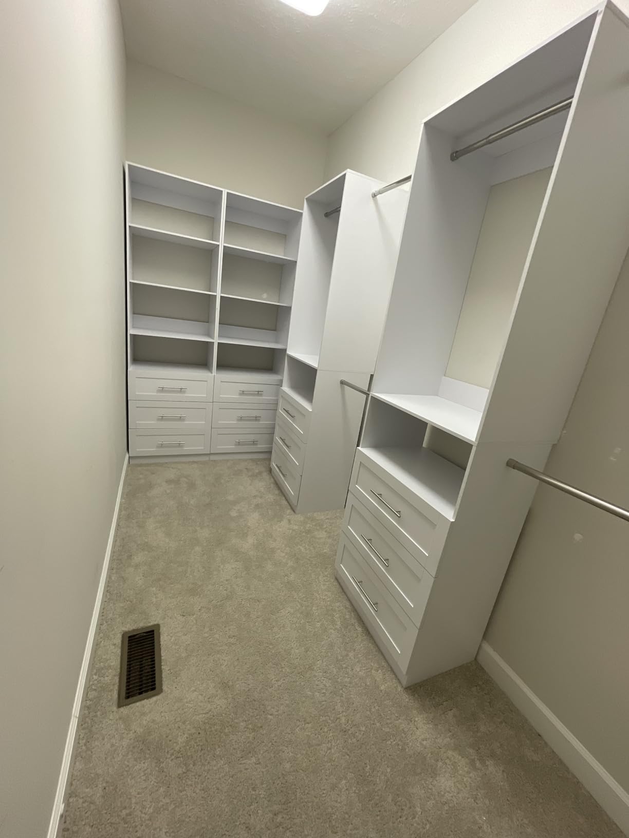 Closet System with 3 Drawers, Corner Closet Organizer Systems with 7 Shelves & 5 Hanging Rods L-Shaped Walk in Closet Freestanding Corner Tower Modular Storage System 2 Sets 1400+ Lbs Capacity White customer photo 1