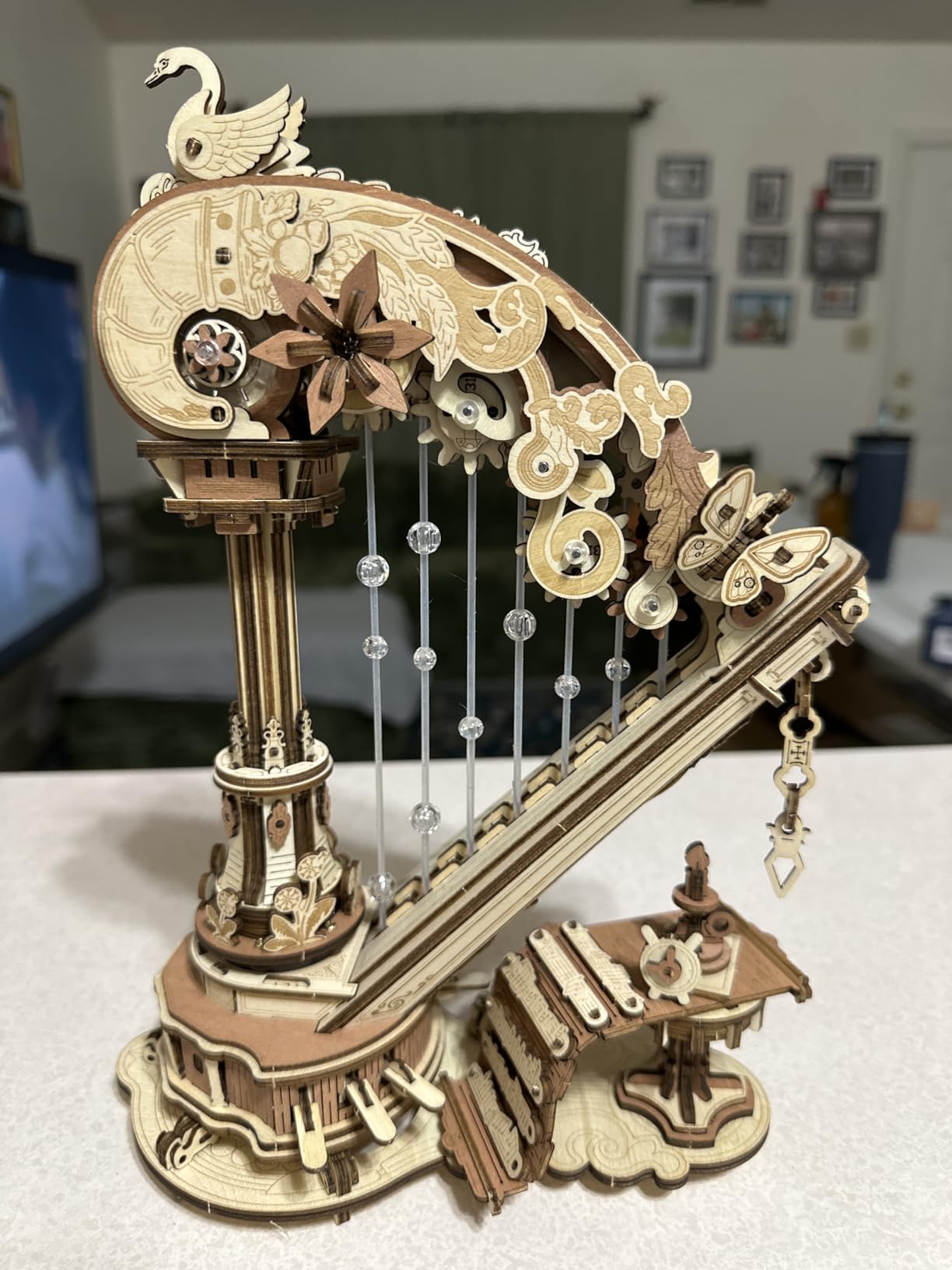ROKR 3D Wooden Puzzle Harp Music Box, Building Model Kit with Mechanical Movement, Gift for Adults Women, Elegant Home Decor for Desk & Shelf customer photo 1