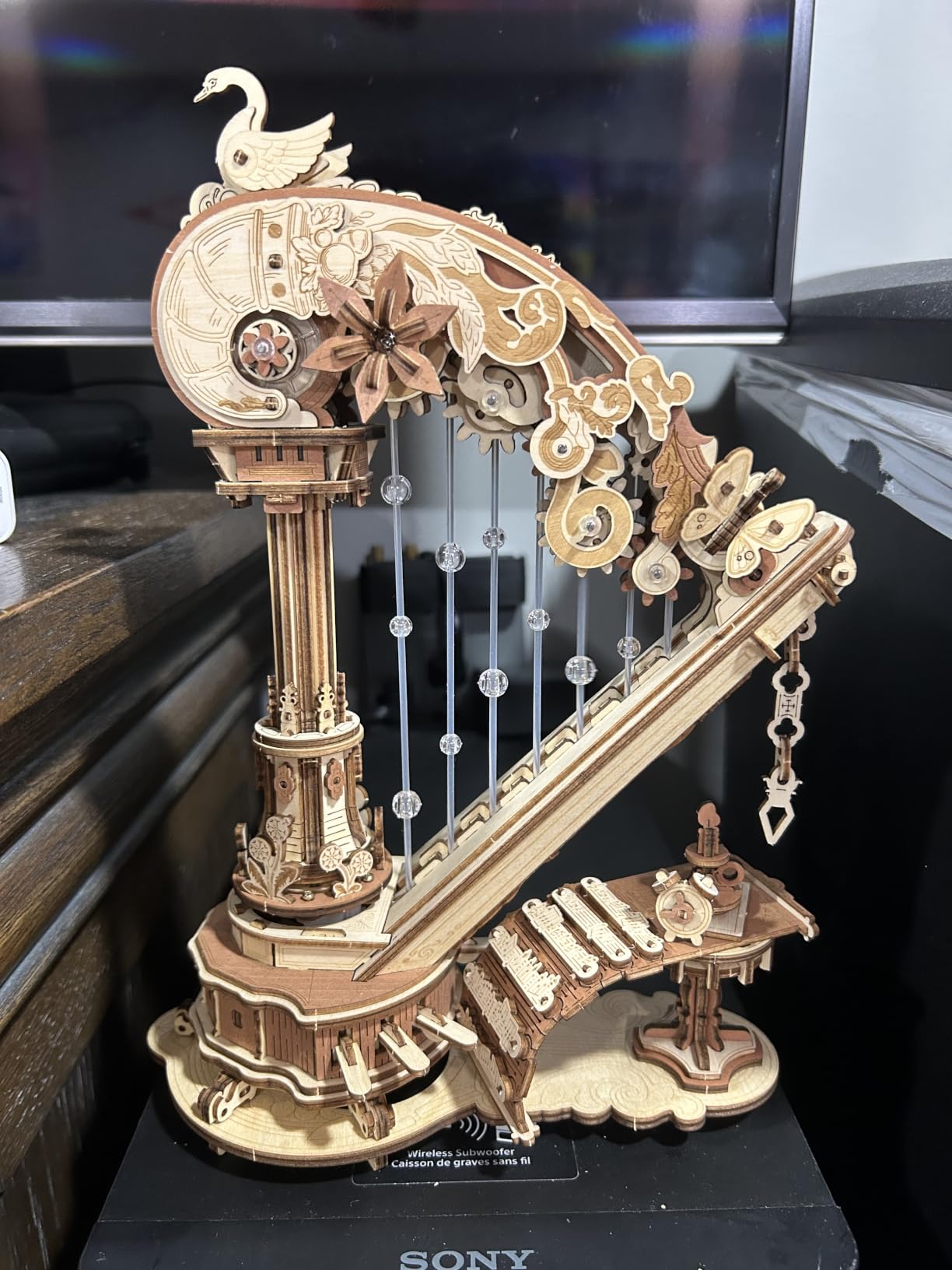 ROKR 3D Wooden Puzzle Harp Music Box, Building Model Kit with Mechanical Movement, Gift for Adults Women, Elegant Home Decor for Desk & Shelf customer photo 2
