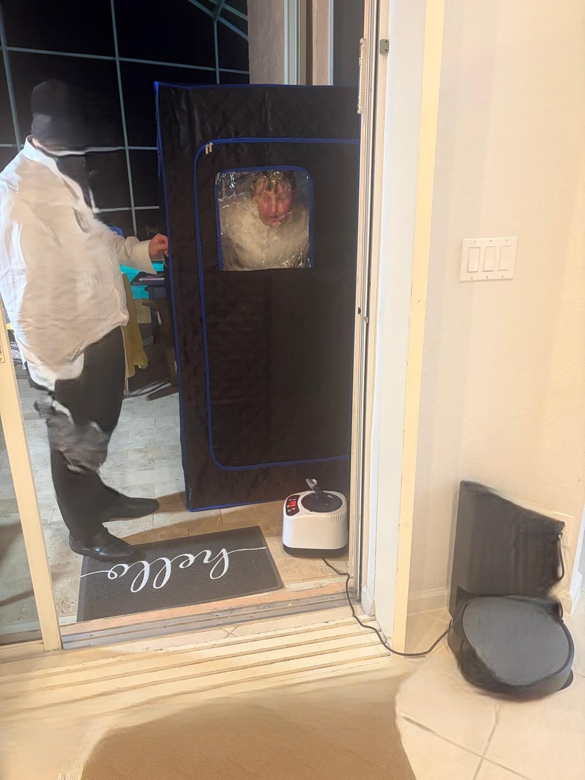 BOCHPOWER Portable Sauna Box, 3.0L Steamer, Remote Control, Folding Chair, 9 Levels (Basic Full Size) customer photo 2
