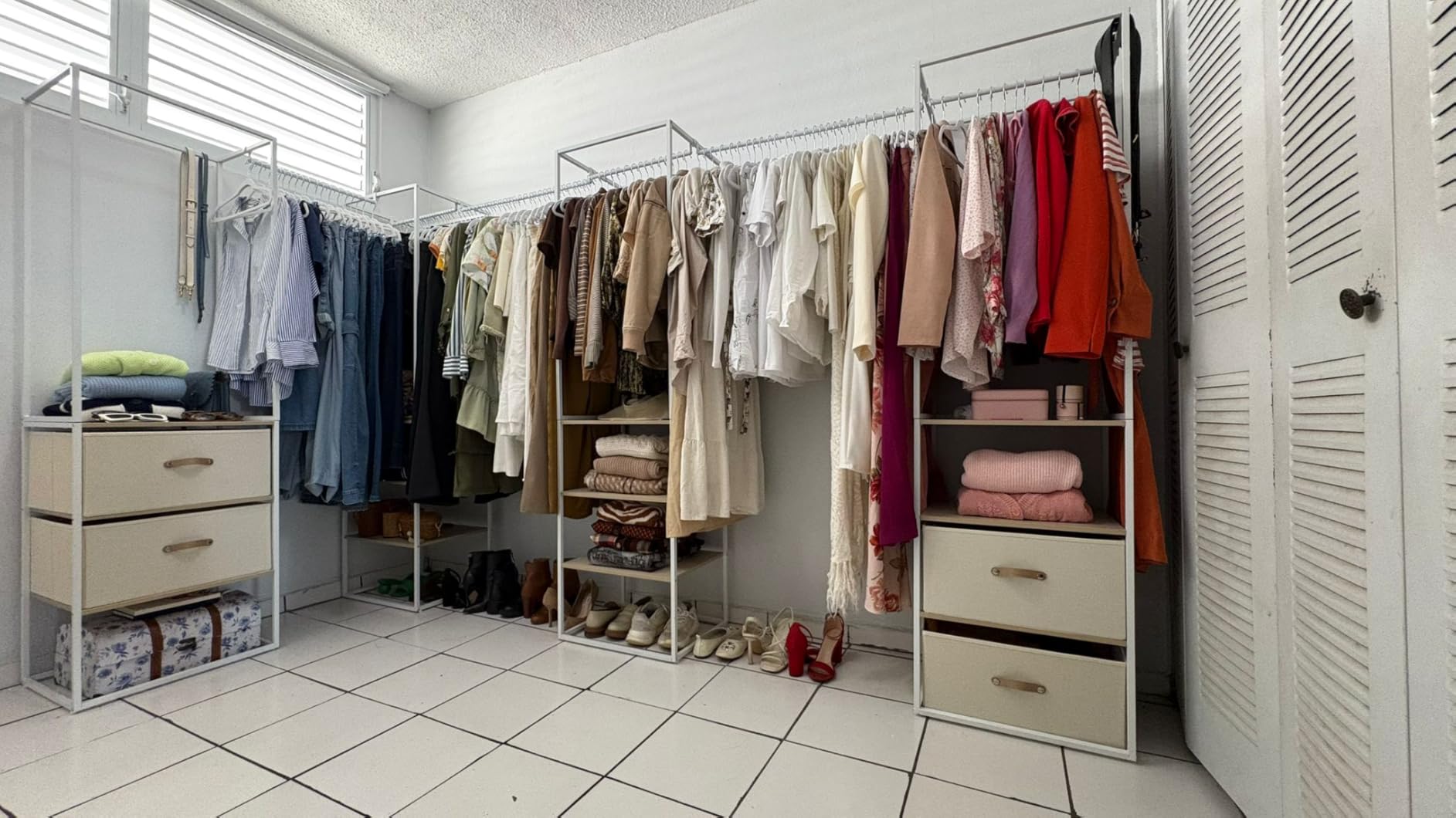 SONGMICS Portable Closet Wardrobe, Freestanding Clothing Rack with Shelves, Clothes Storage Rack, 7 Shelves, 2 Hanging Rods, Metal Frame, Black PATAYE Collection ULGR010BZ01 customer photo 1