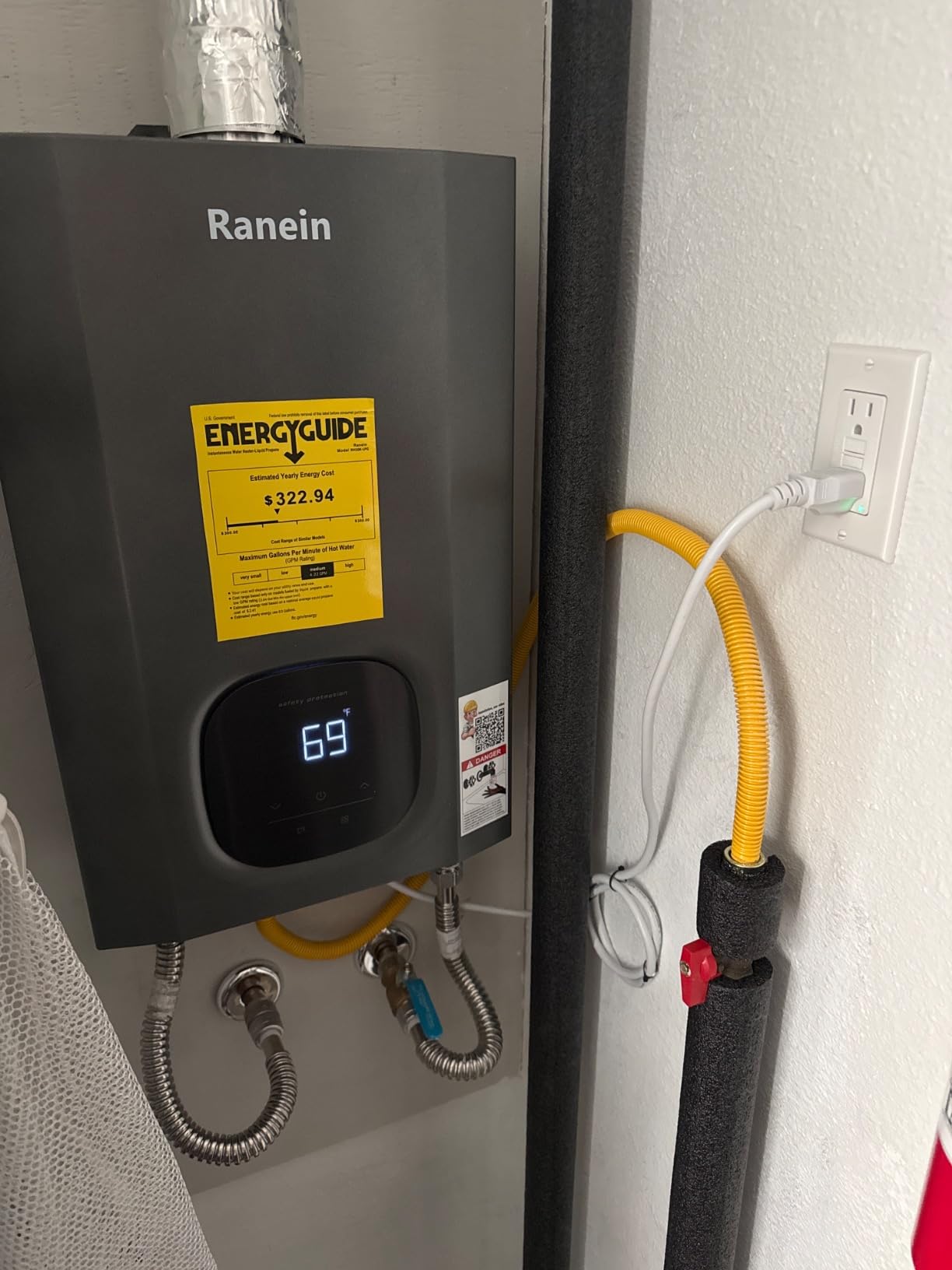 Ranein Propane Gas Tankless Water Heater, 5.3 GPM, 130,000 BTU, Indoor | Endless hot water, whole house, 3-5 water points, anti-freeze, LED, vent pipe, compact wall mount, energy saving, on demand customer photo 1