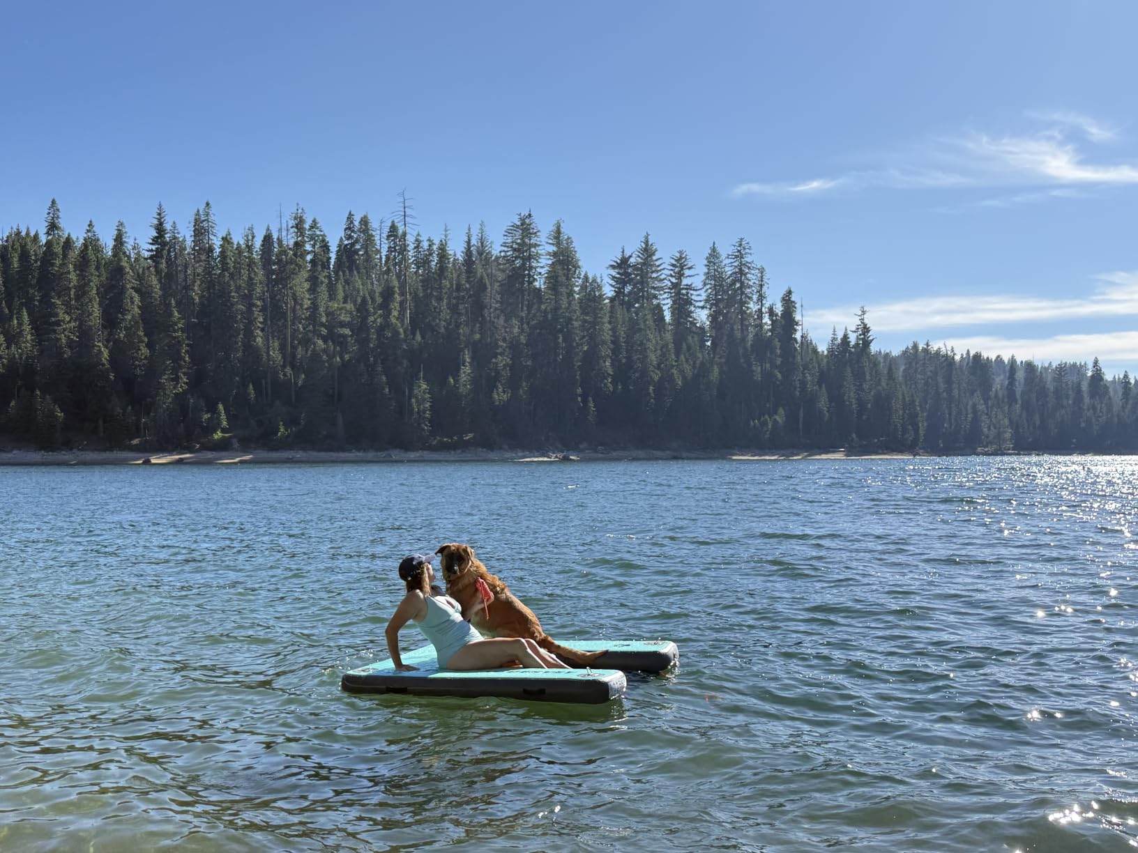 Inflatable Floating Dock with Dog Ramp or Soft Ladder, Non-Slip | Stable drop-stitch PVC dock with EVA; choose a dog ramp or soft ladder for beaches, oceans, swimming, fishing and pets customer photo 2