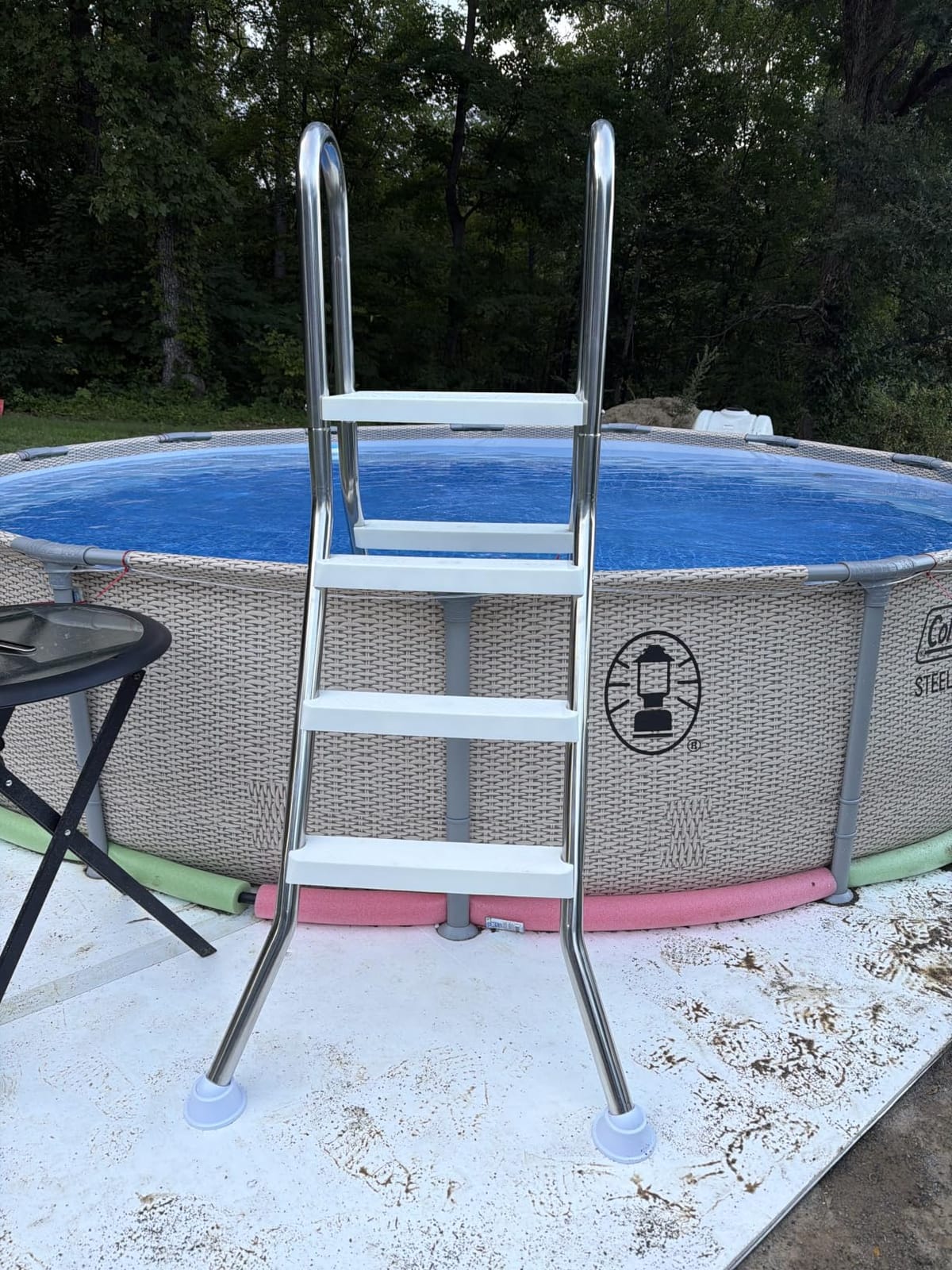 Above Ground Pool Ladder, 304 Stainless Steel A-Frame Pool Ladder with Top Platform, Non-Slip 3-Step Treads, Handrails, Heavy Duty Replacement Ladder for 36-42 in Pools, 331 lbs Capacity customer photo 1