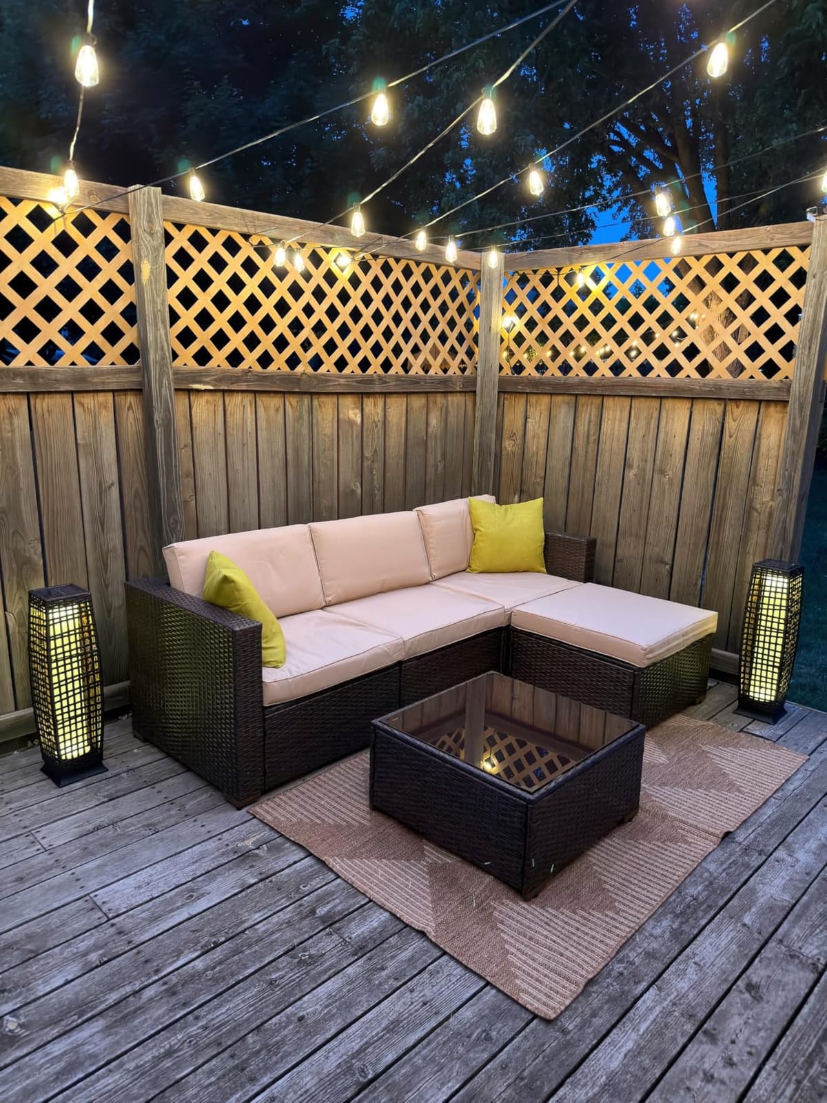 MontVoo Outdoor Rug Patio Rug 5x7 ft Polypropylene Indoor Outdoor Rugs, Textured Weave, Boho Geometric Neutral Brown customer photo 1
