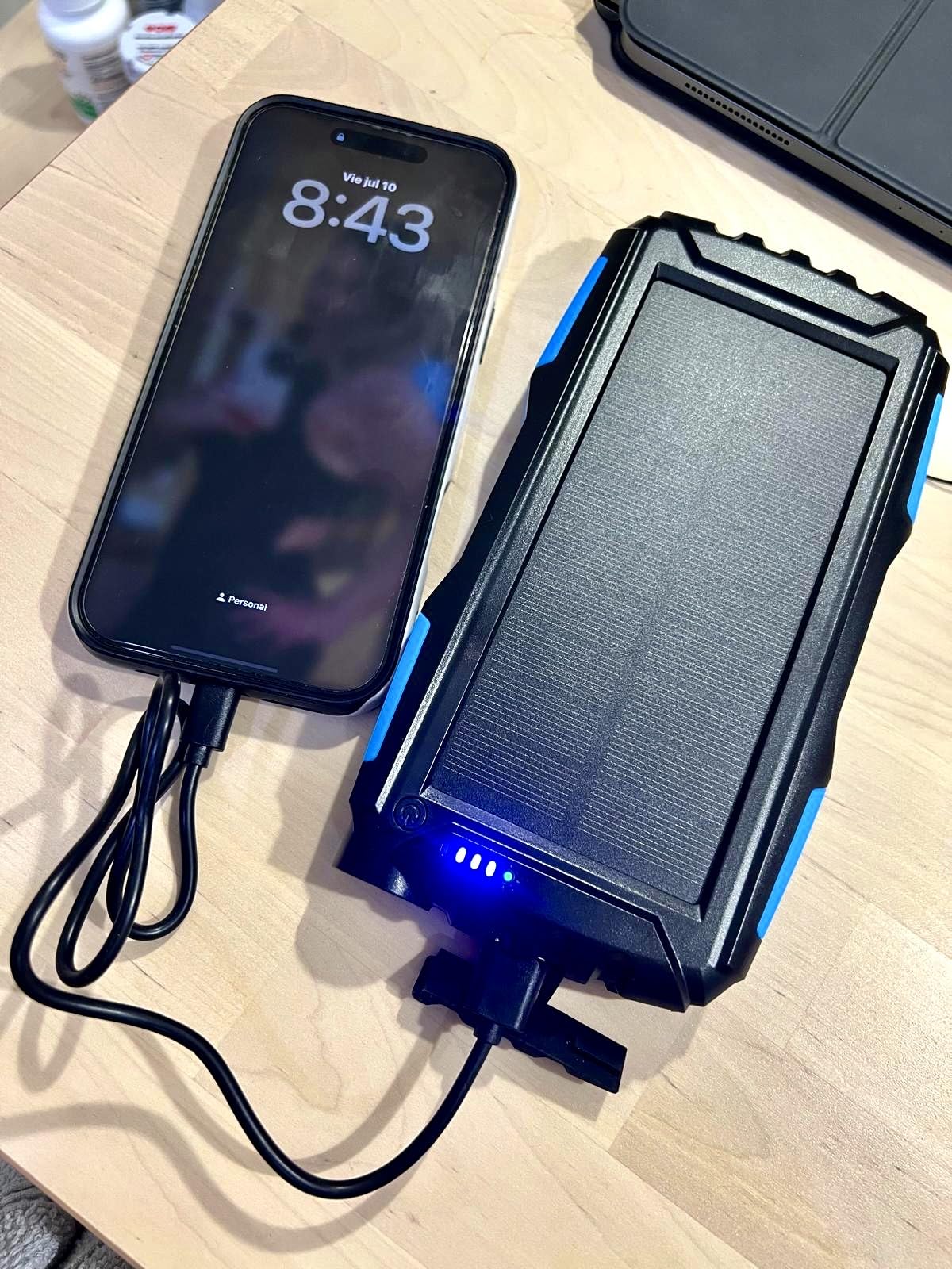 Mregb Solar Charger Power Bank 42800mAh, Portable Charger, Solar Power Bank, External Battery Pack 5V3.1A QC 3.0 Fast Charger Built-in Super Bright Flashlight (Orange) customer photo 2