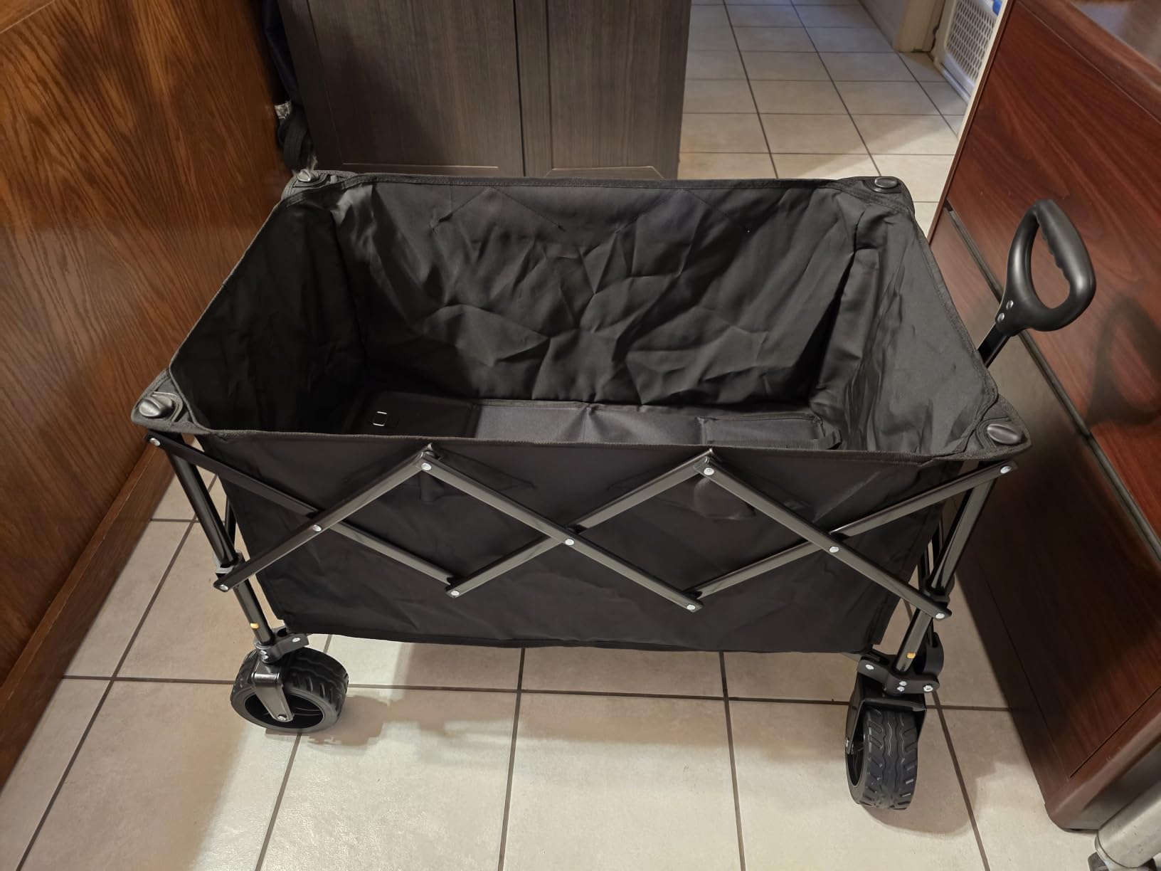 Collapsible Wagon Cart, 480lbs Heavy Duty Beach Wagon with All-Terrain Universal Wheels & Adjustable Handle, Portable Utility Wagons Carts for Camping, Garden, Grocery, Fishing & Sports customer photo 2